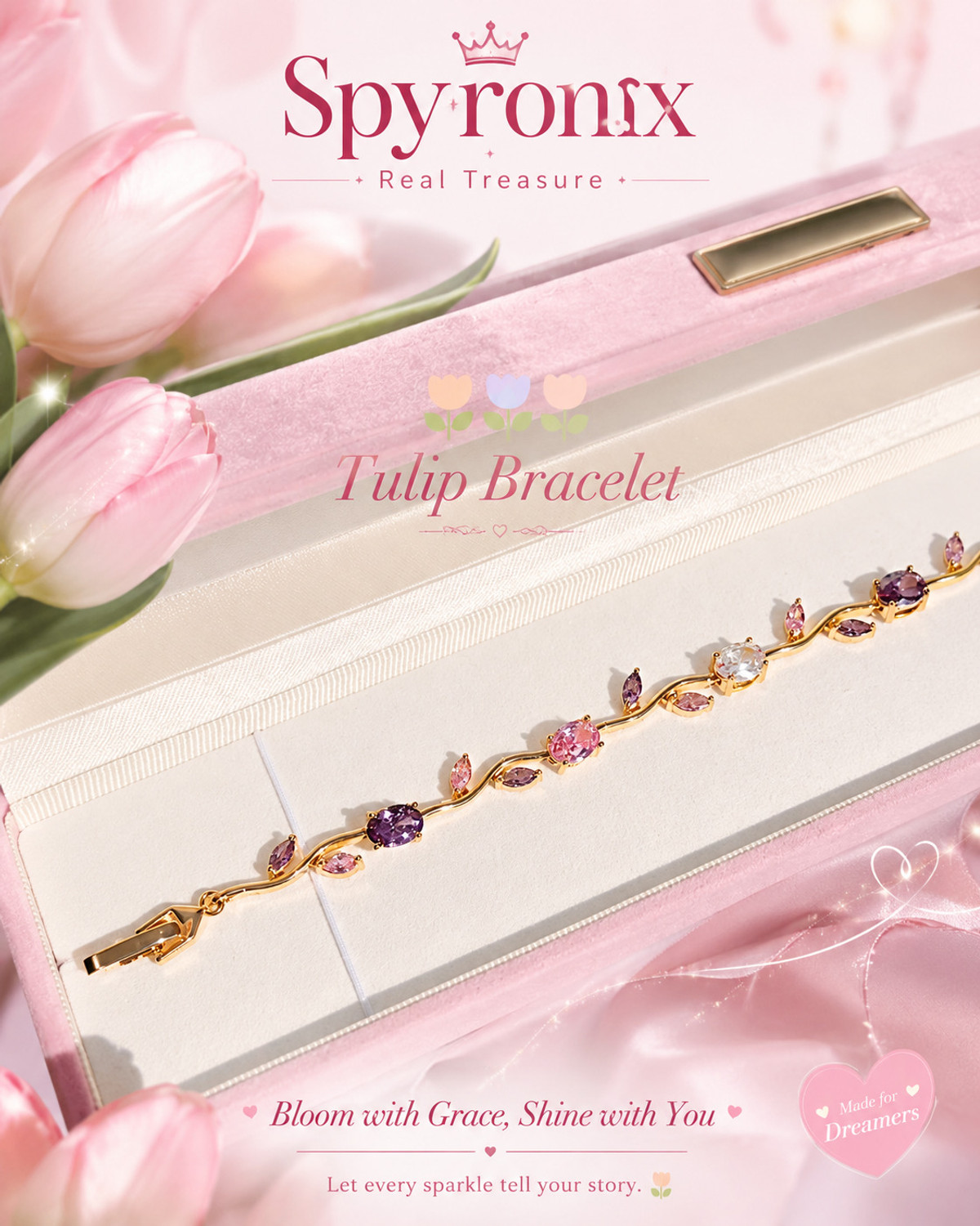 Image of spyronix Stainless Steel Cubic Zirconia Gold-plated Bracelet