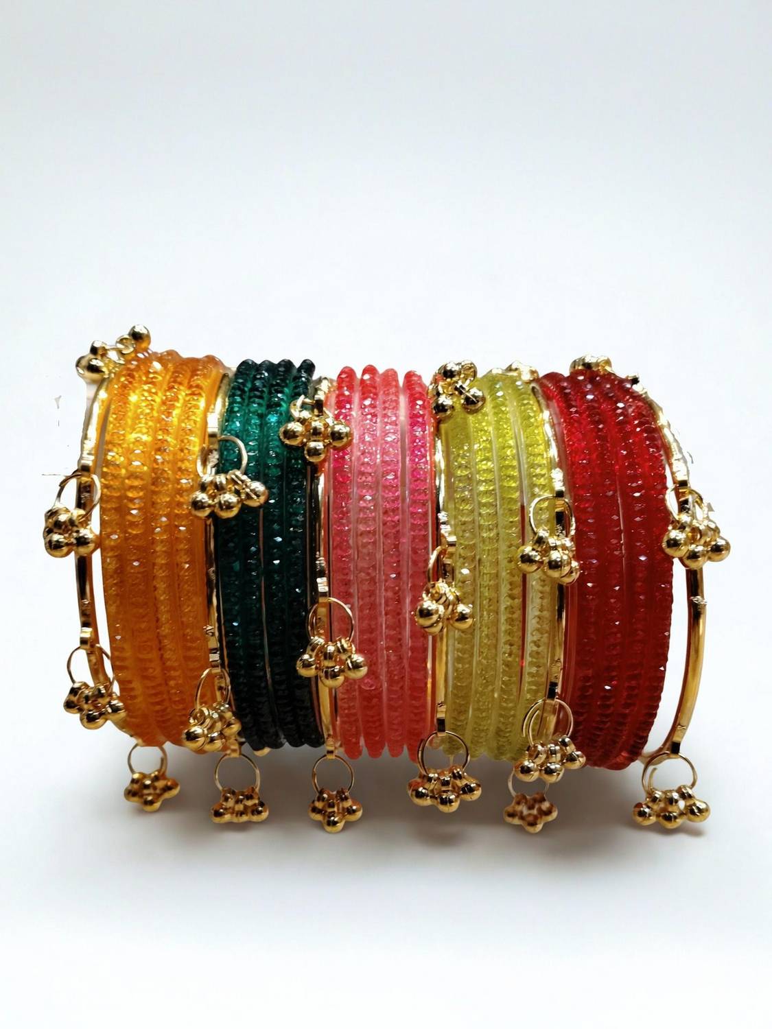Alankrta Glass, Alloy Beads Gold-plated Bangle Set