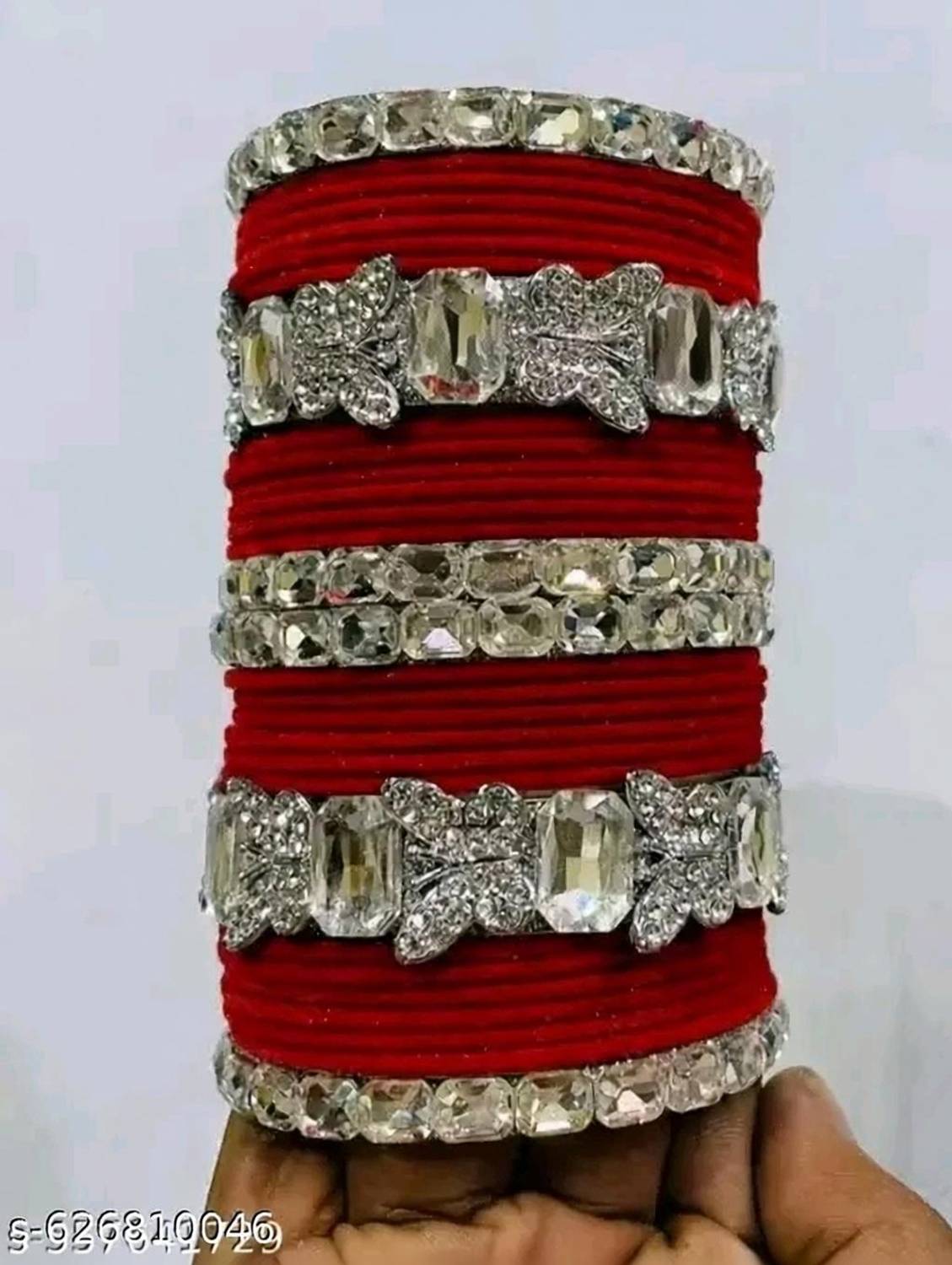AMANDCO Plastic Pearl, Rhinestone Bangle Set