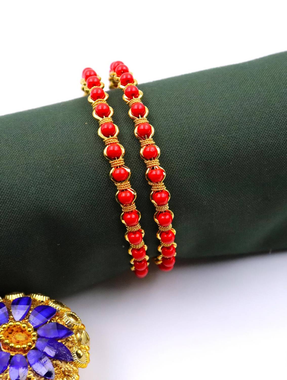 AHR FASHION Brass Pearl Gold-plated Bangle