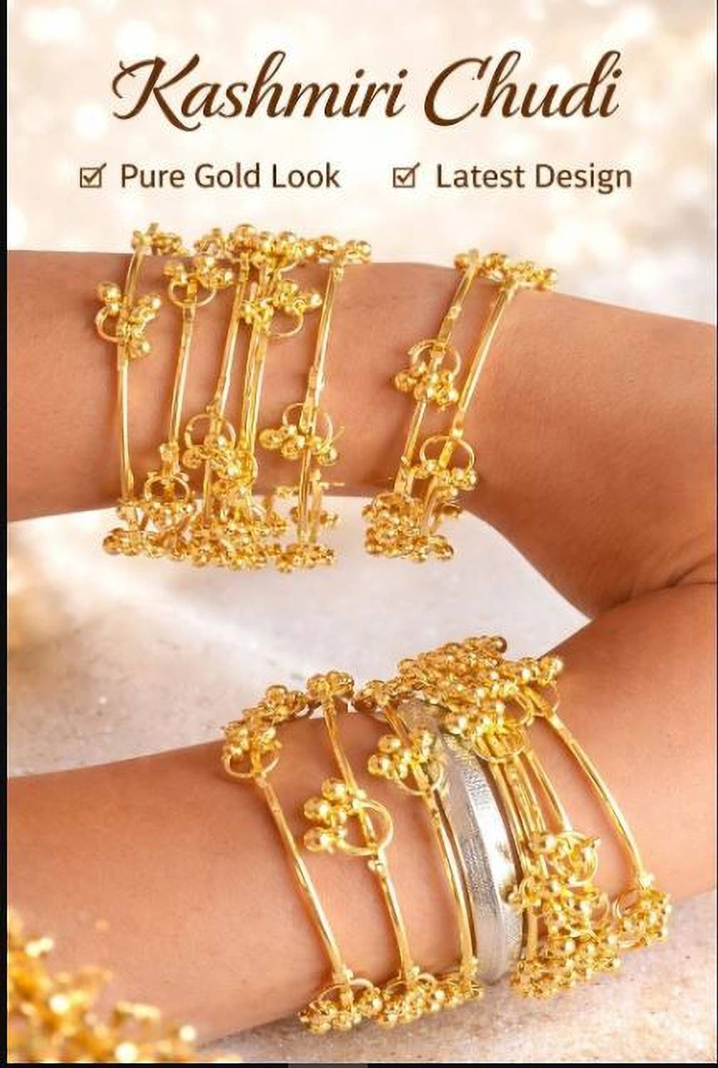 Virajsanchi Alloy Gold-plated Bangle Set Pack of 8 - Image 3
