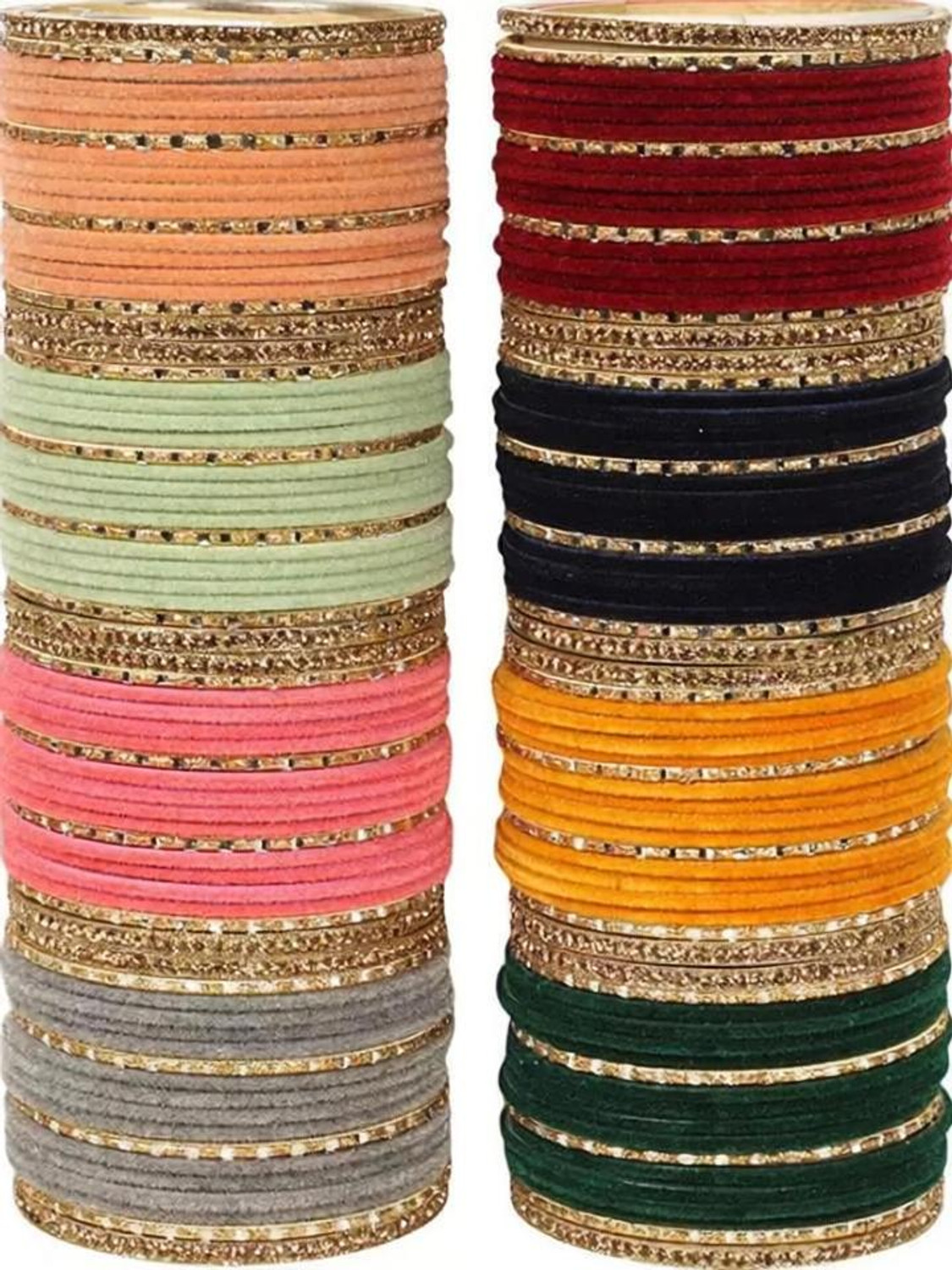 Image of Rajwadi Metal, Lac, Alloy Cubic Zirconia Bangle Set