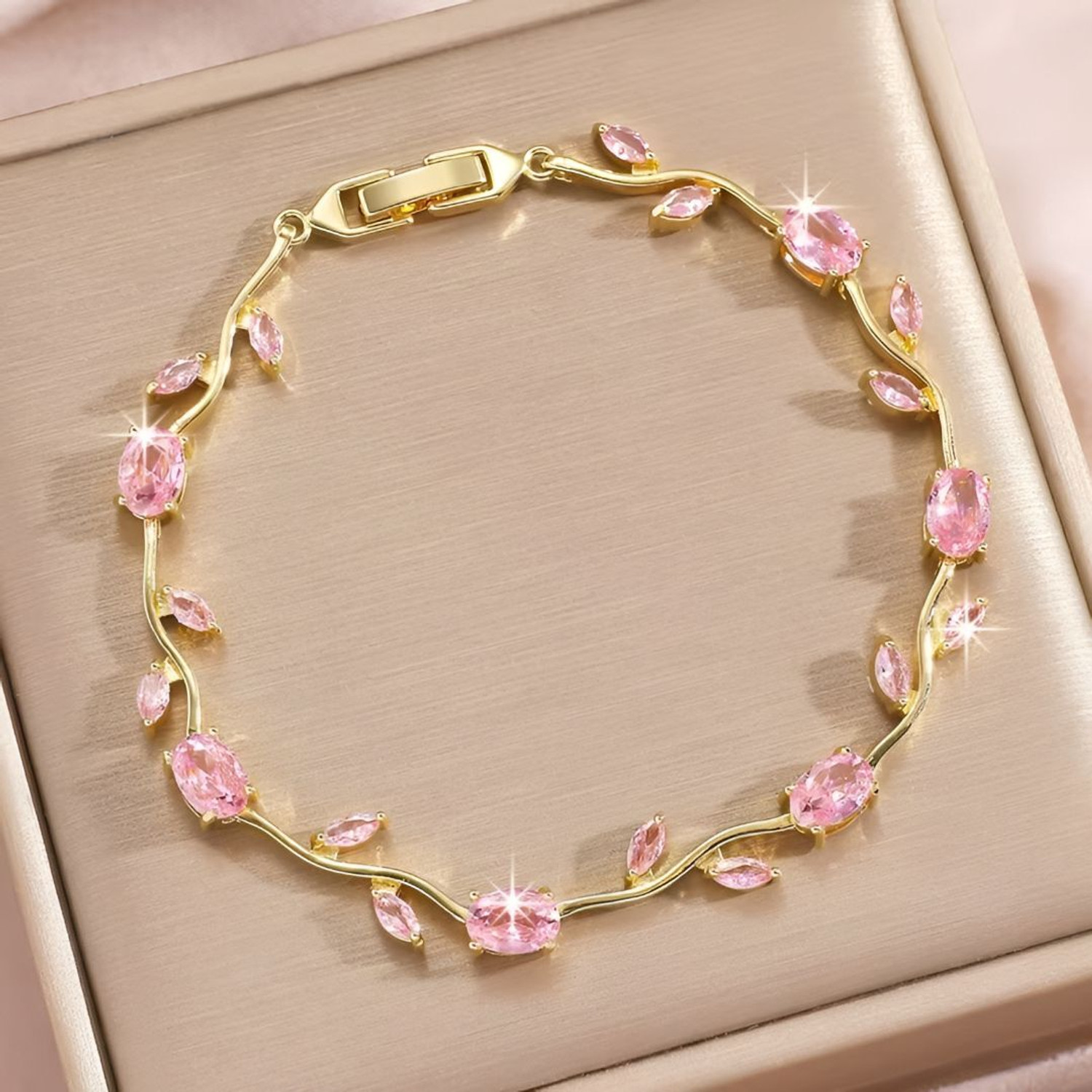 Image of Inites Crystal, Stainless Steel Diamond, Crystal, Zircon Gold-plated Bracelet