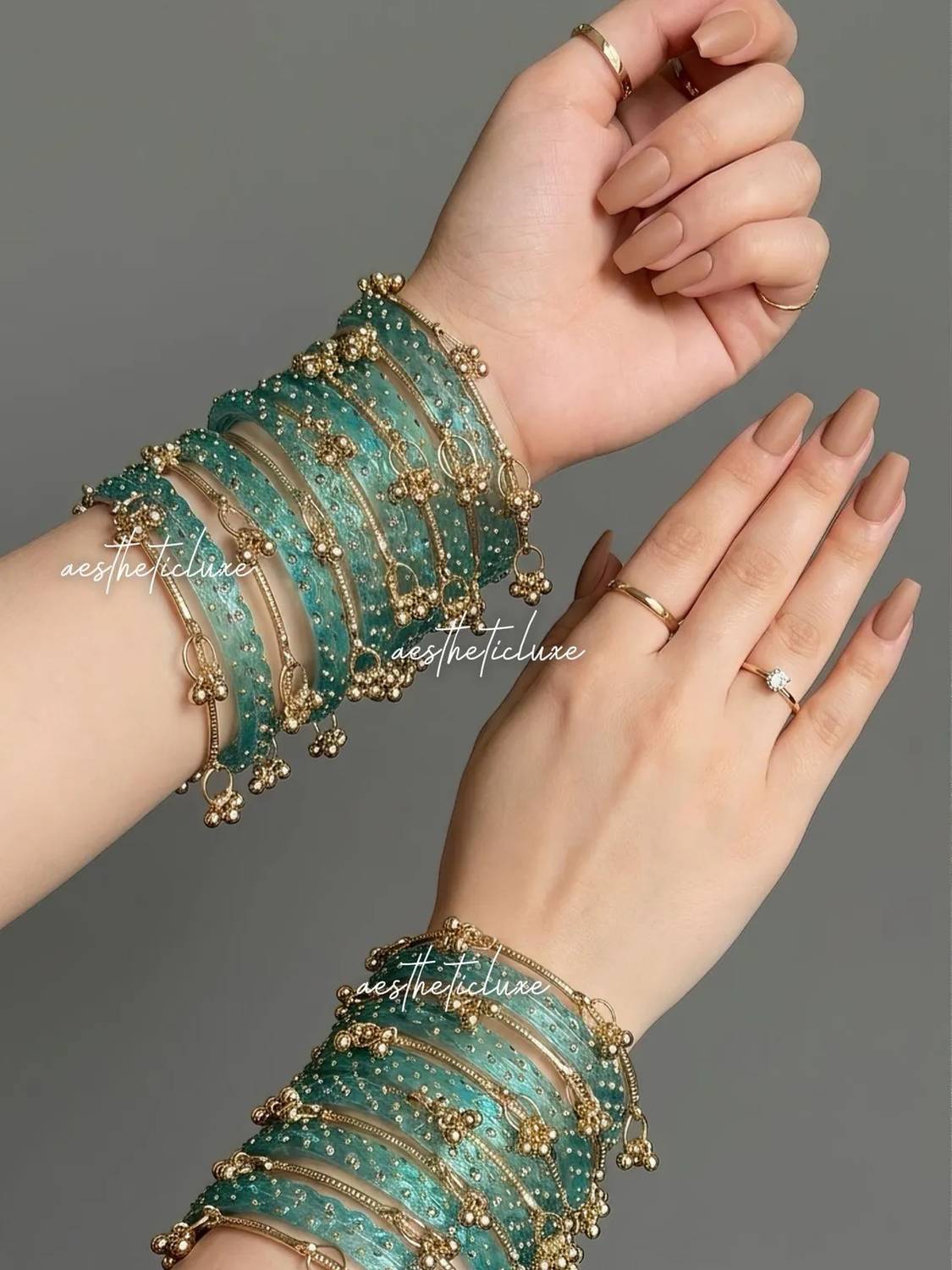 VEDHAHI Gold-plated Glass Beads Bangle Set Pack of 10 - Image 1