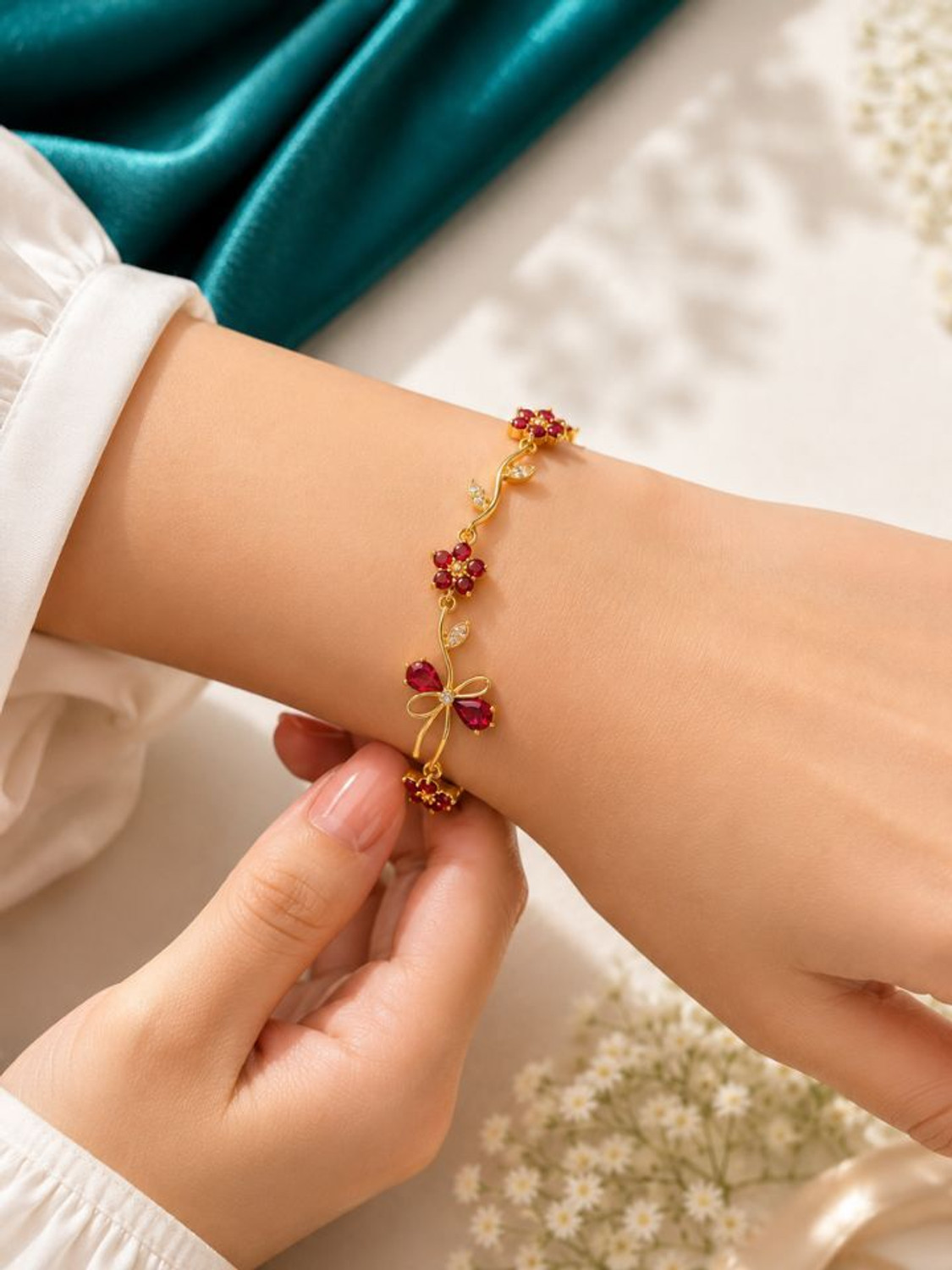 Image of zevarna Alloy Cubic Zirconia Gold-plated Bracelet Set