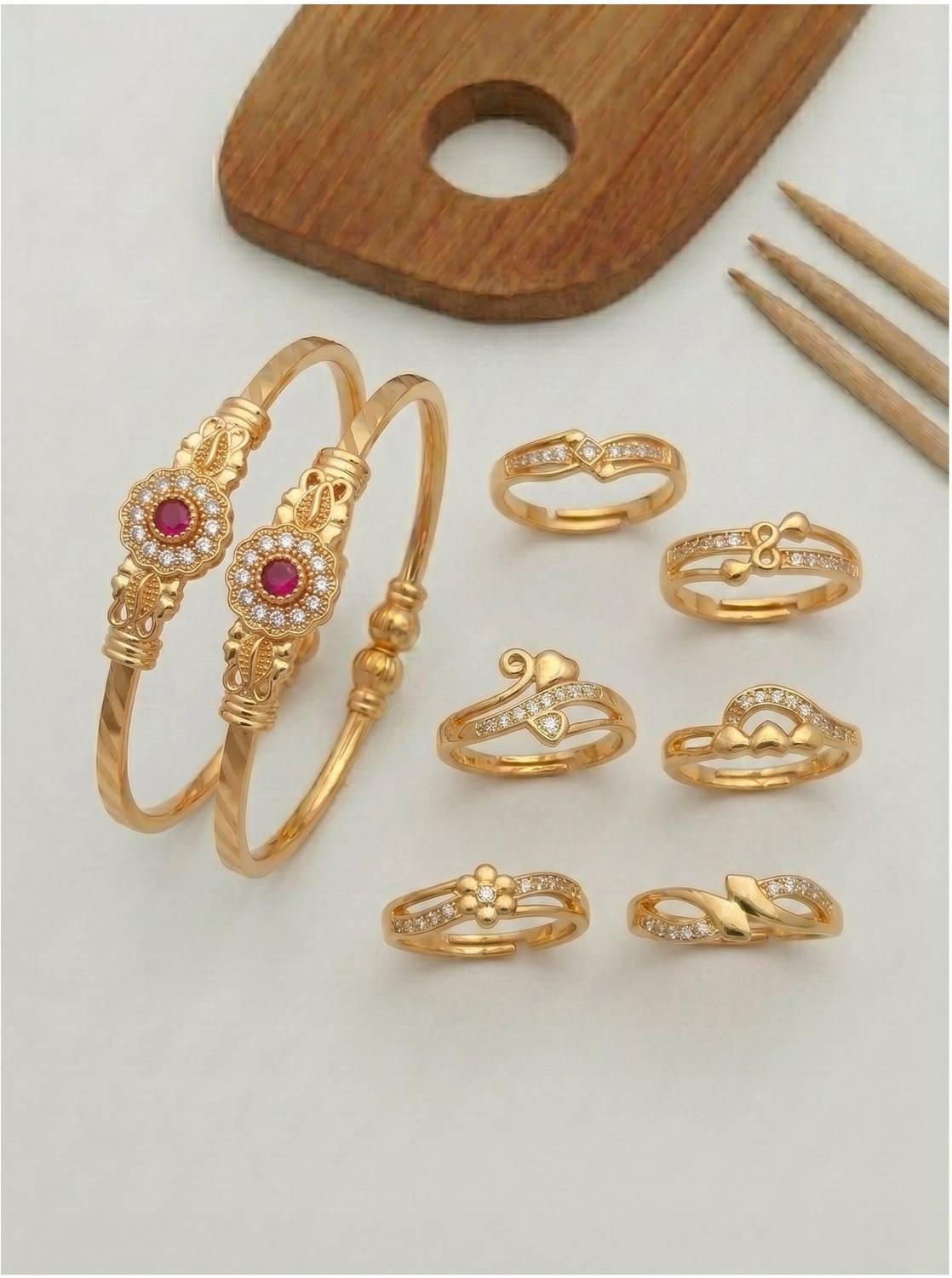brado jewellery Brass Diamond Gold-plated Ring Bangle