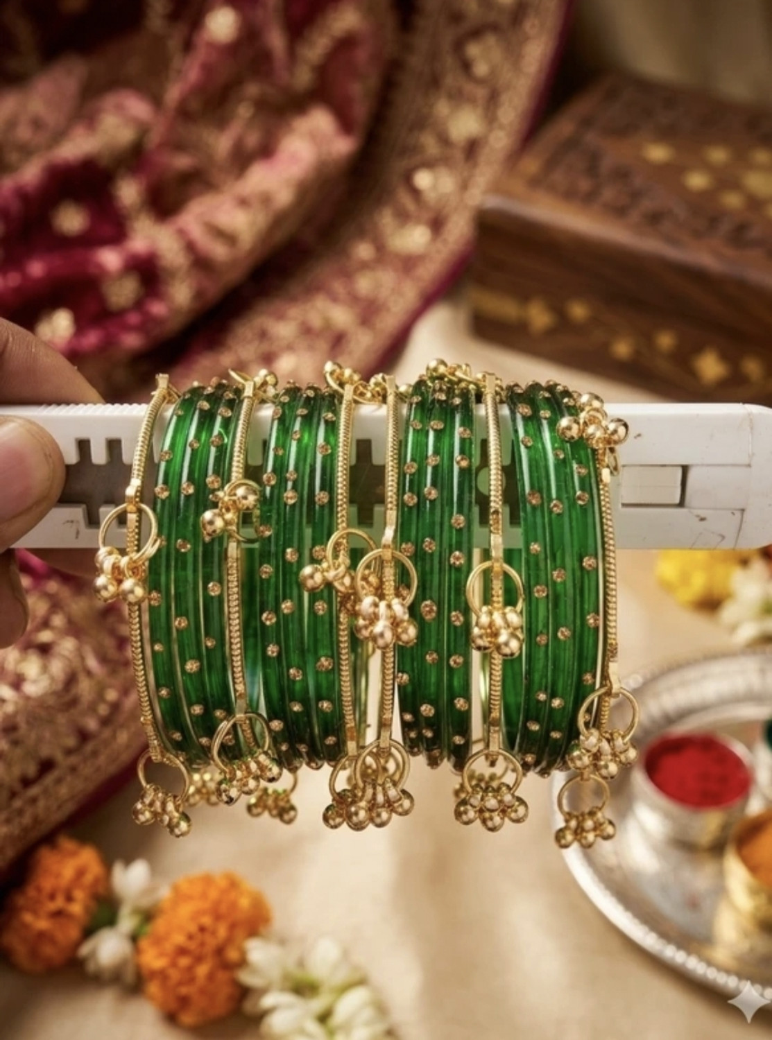 Image of Kashmiri ghughru Glass Bangle Set