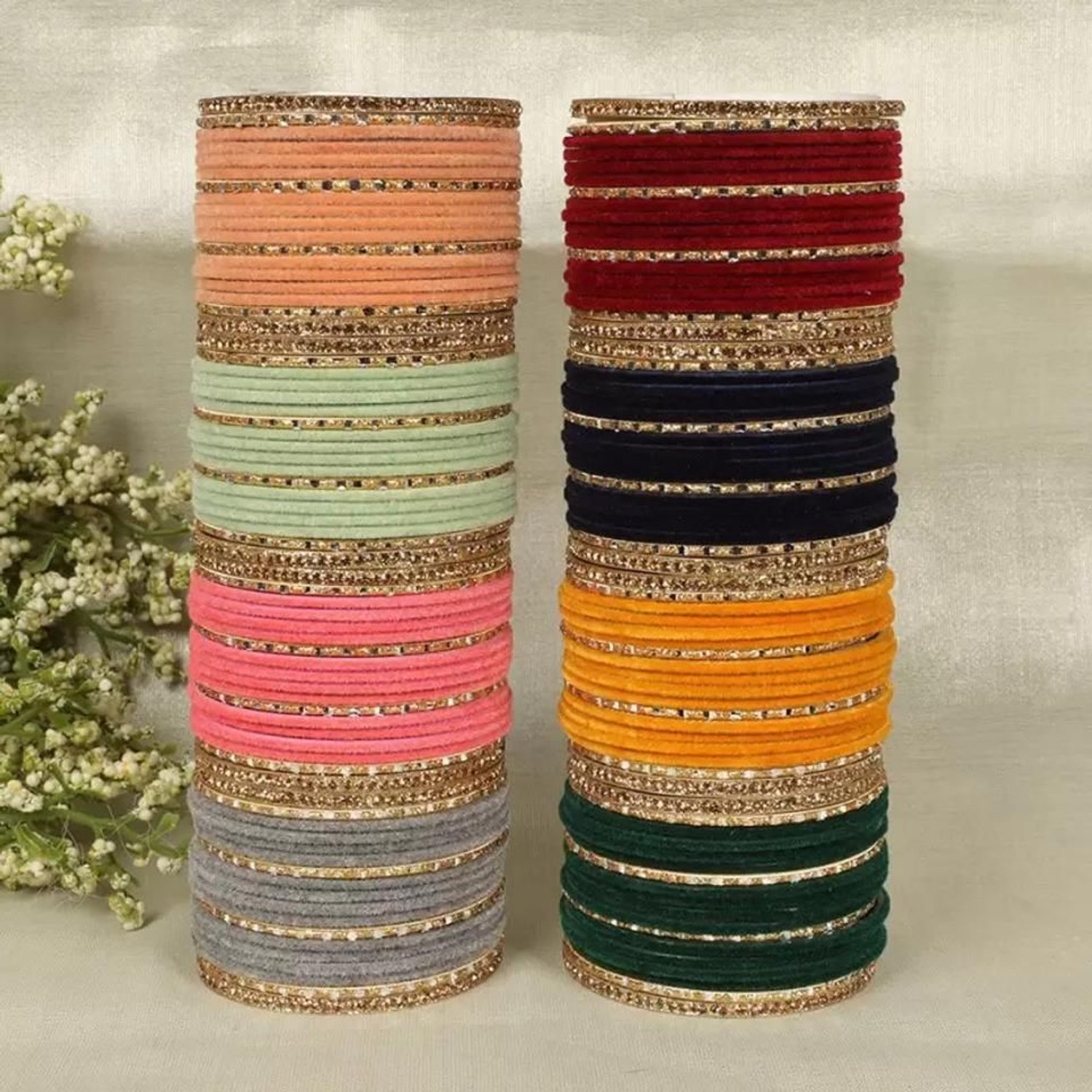 Image of Rajwadi Metal, Lac, Alloy Cubic Zirconia Bangle Set