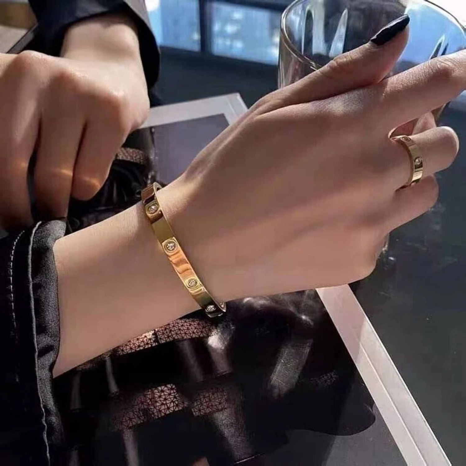 Image of Royatto Stainless Steel Cubic Zirconia Gold-plated Bracelet