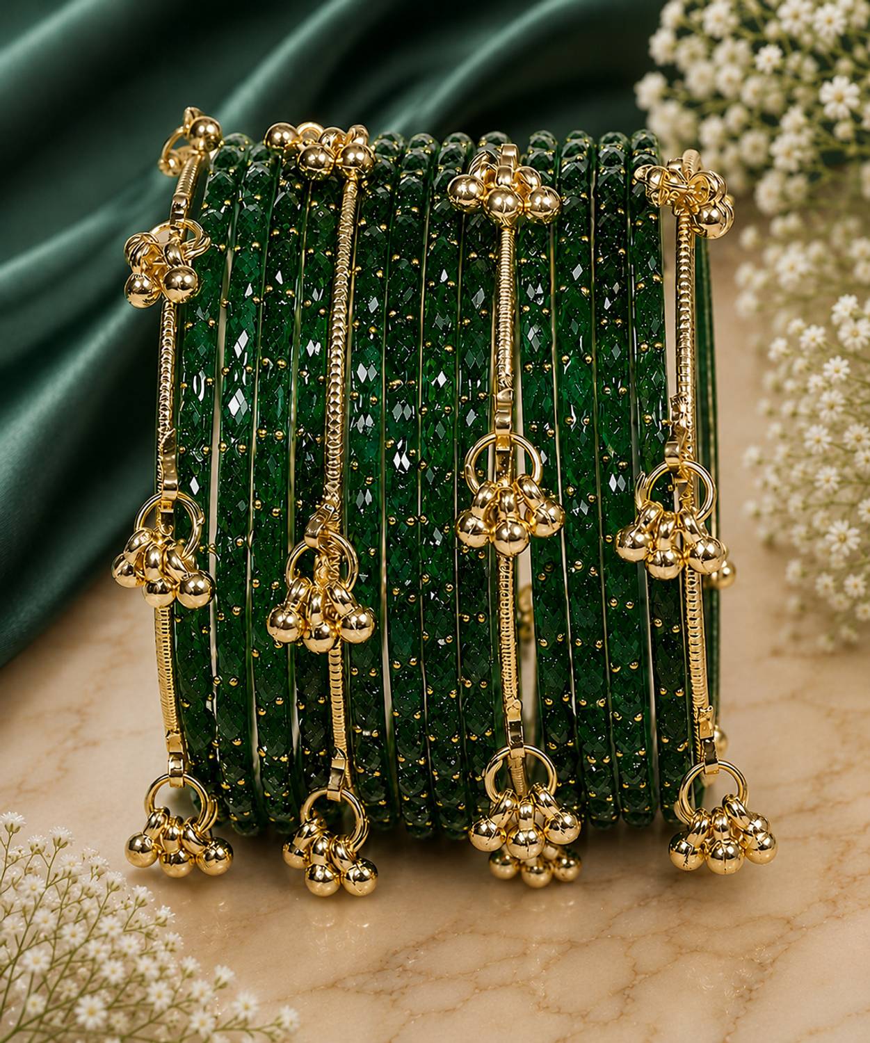 Ramaa Gold-Plated Glass Bangle Set Pack of 16 - Image 1