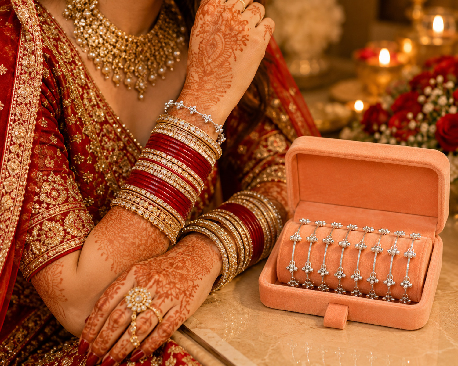 Image of S K JEWELS Alloy Silver Bracelet Set