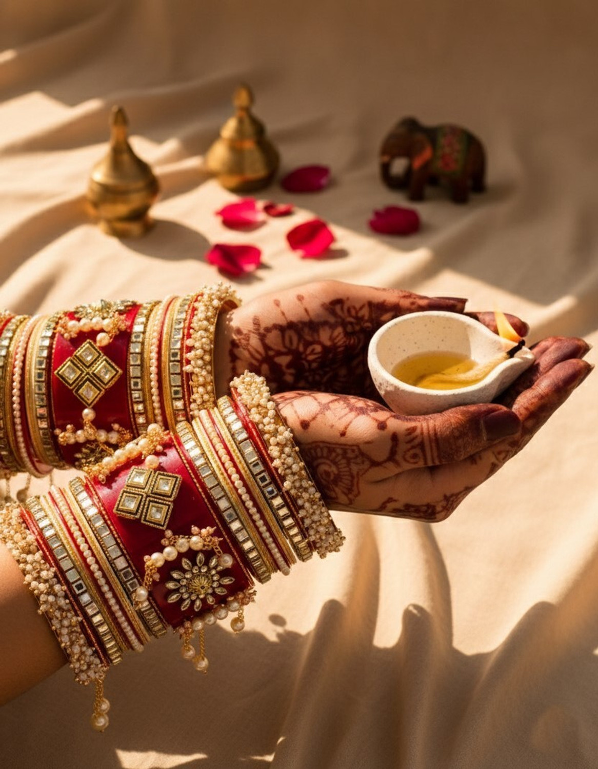 Image of SHIVANSH BANGLES Metal, Mother of Pearl, Plastic, Alloy Pearl Gold-plated Chudas