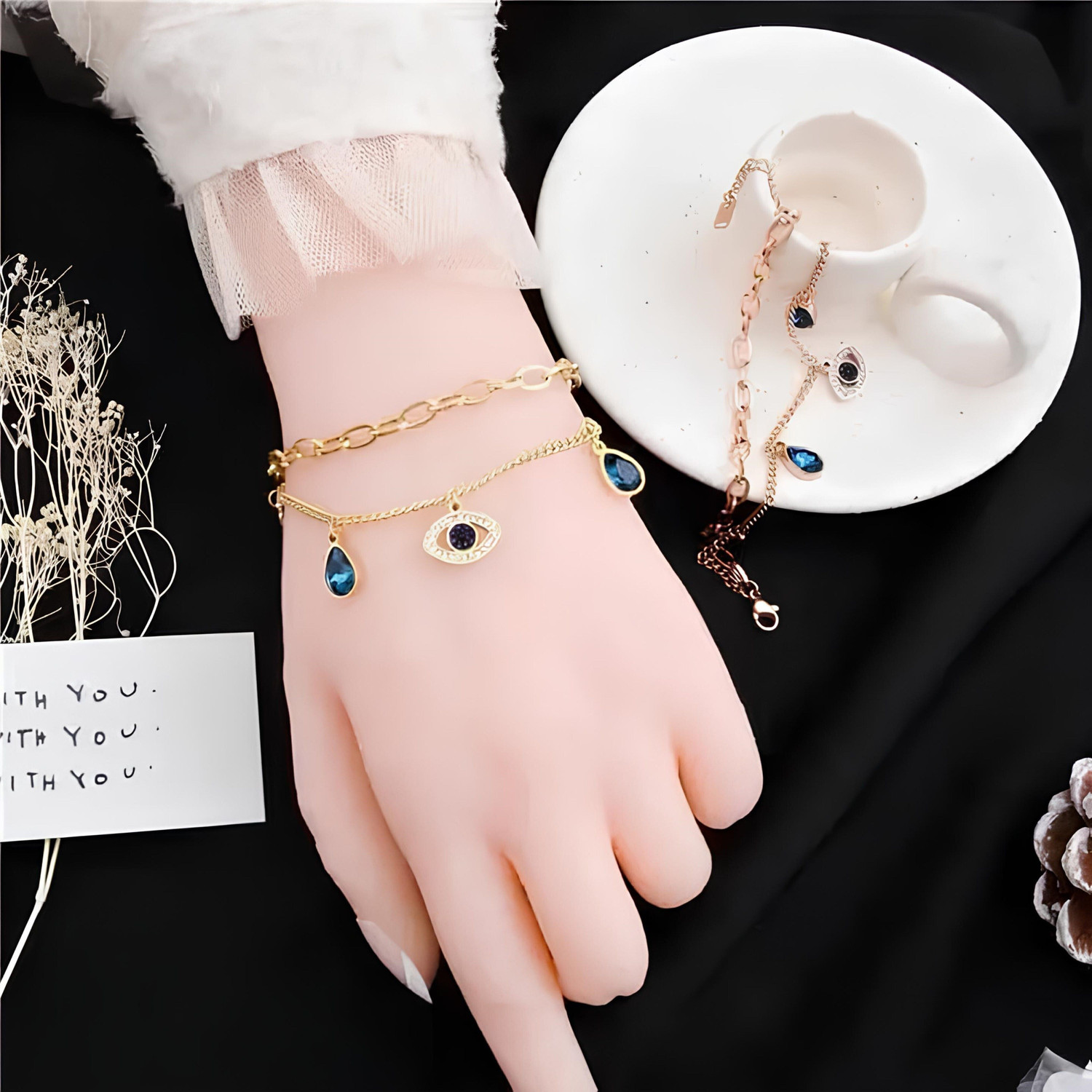 Image of Karishma Kreations Stainless Steel Gold-plated Charm Bracelet