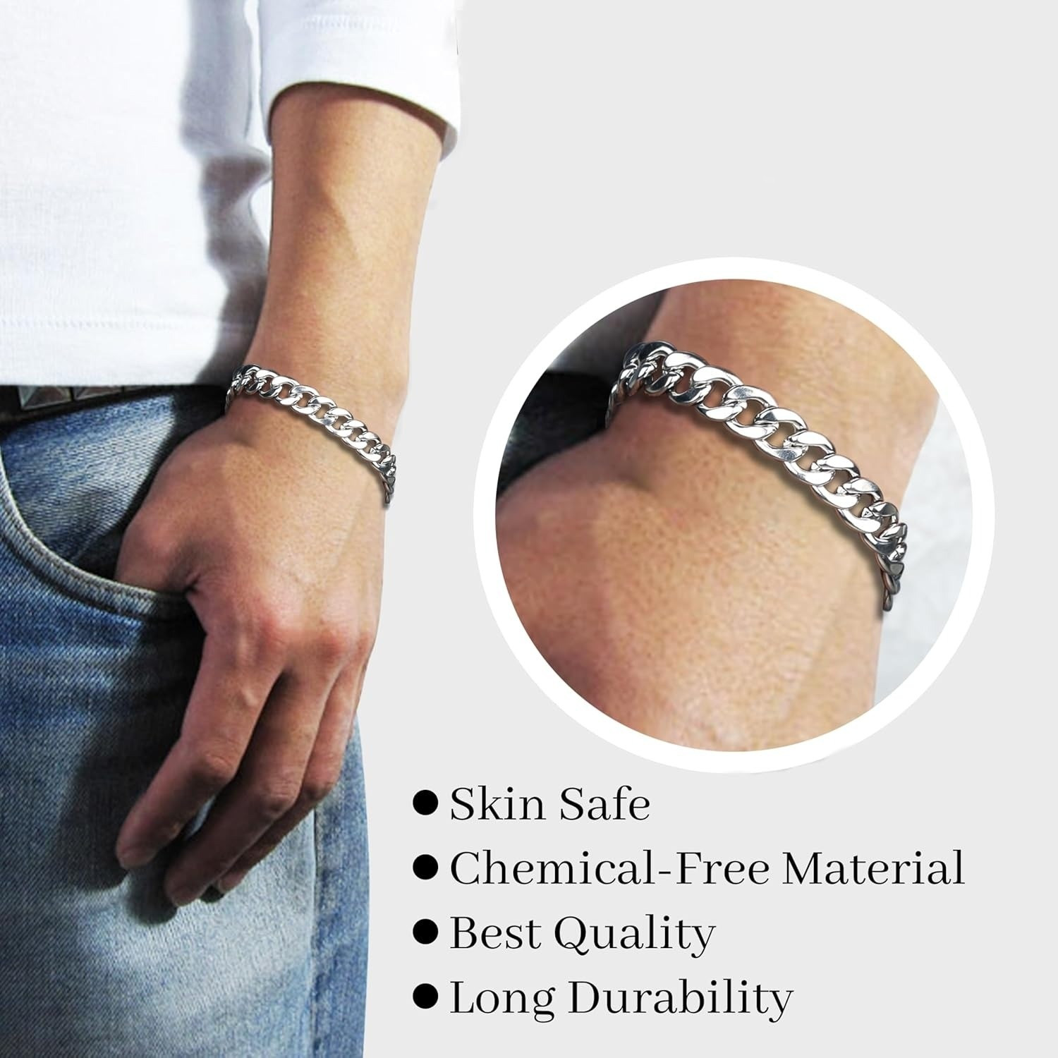 Image of RV jewels Combo-Stainless Steel 3 pcs Pendant & Bracelet A Symbol of Strength and Style Silver Stainless Steel Pendant