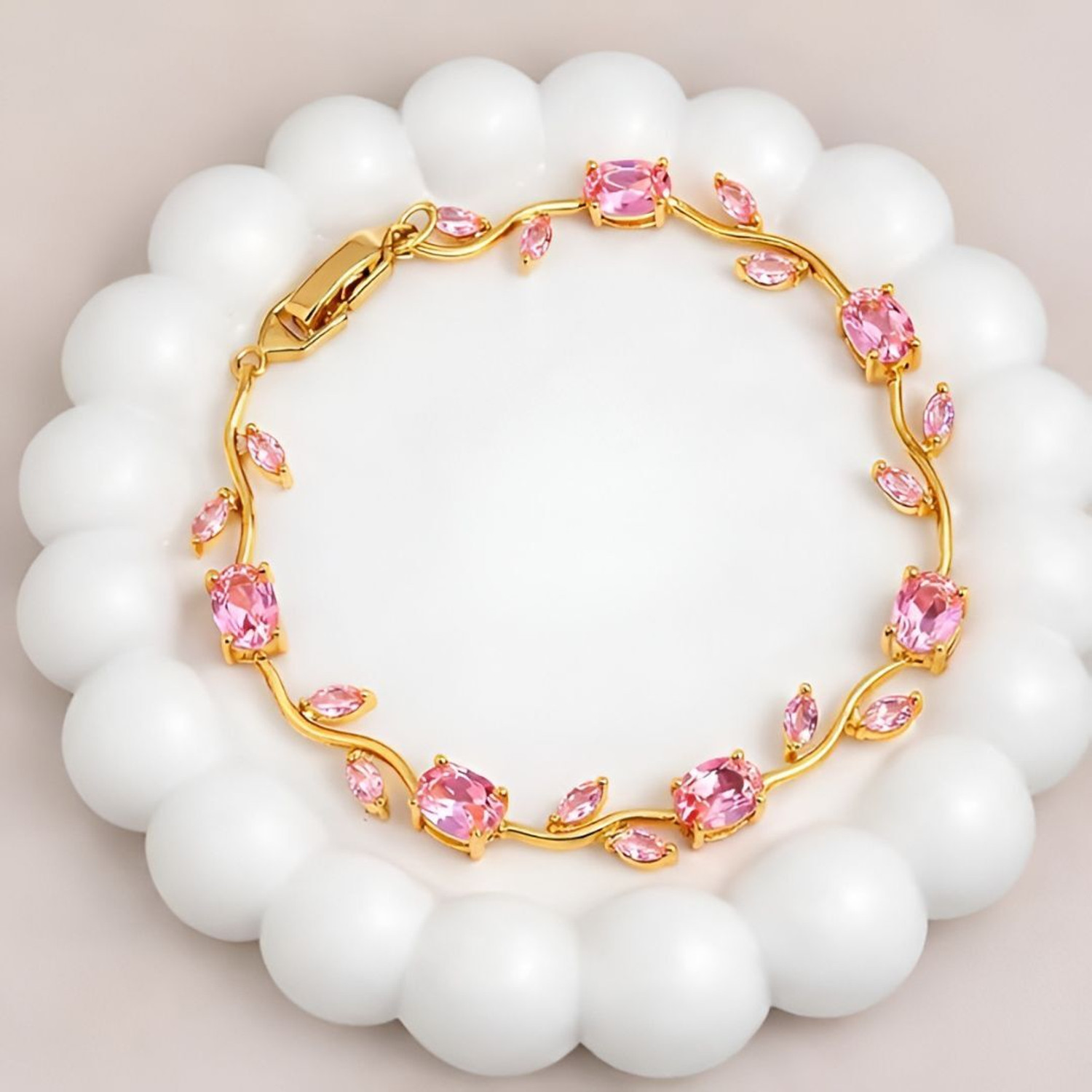 Image of Inites Crystal, Stainless Steel Diamond, Crystal, Zircon Gold-plated Bracelet
