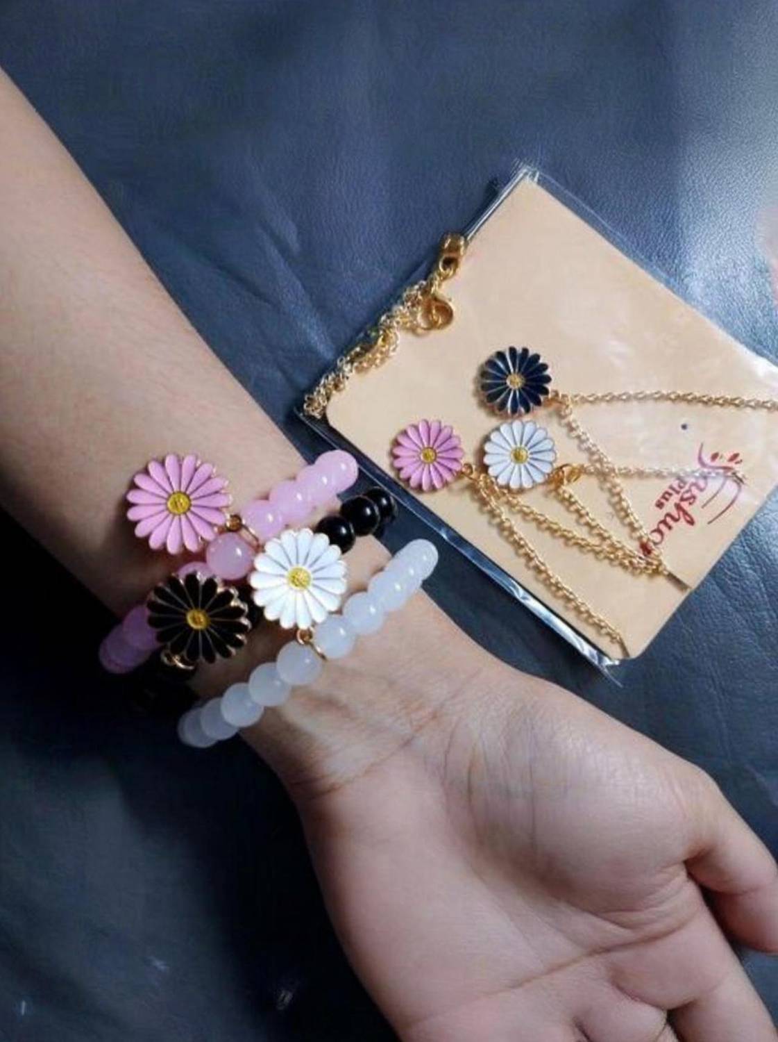 AMBLY Crystal, Rubber, Glass Charm Bracelet