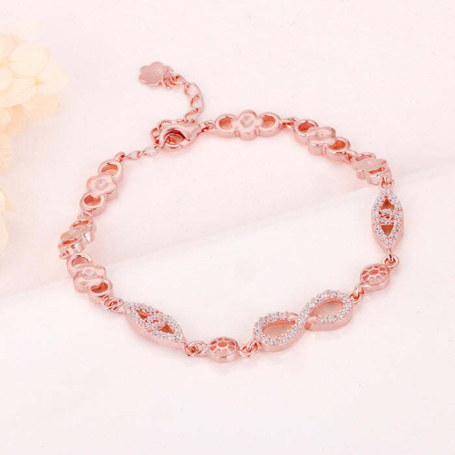 Image of GIVA Sterling Silver Zircon Rhodium Bracelet