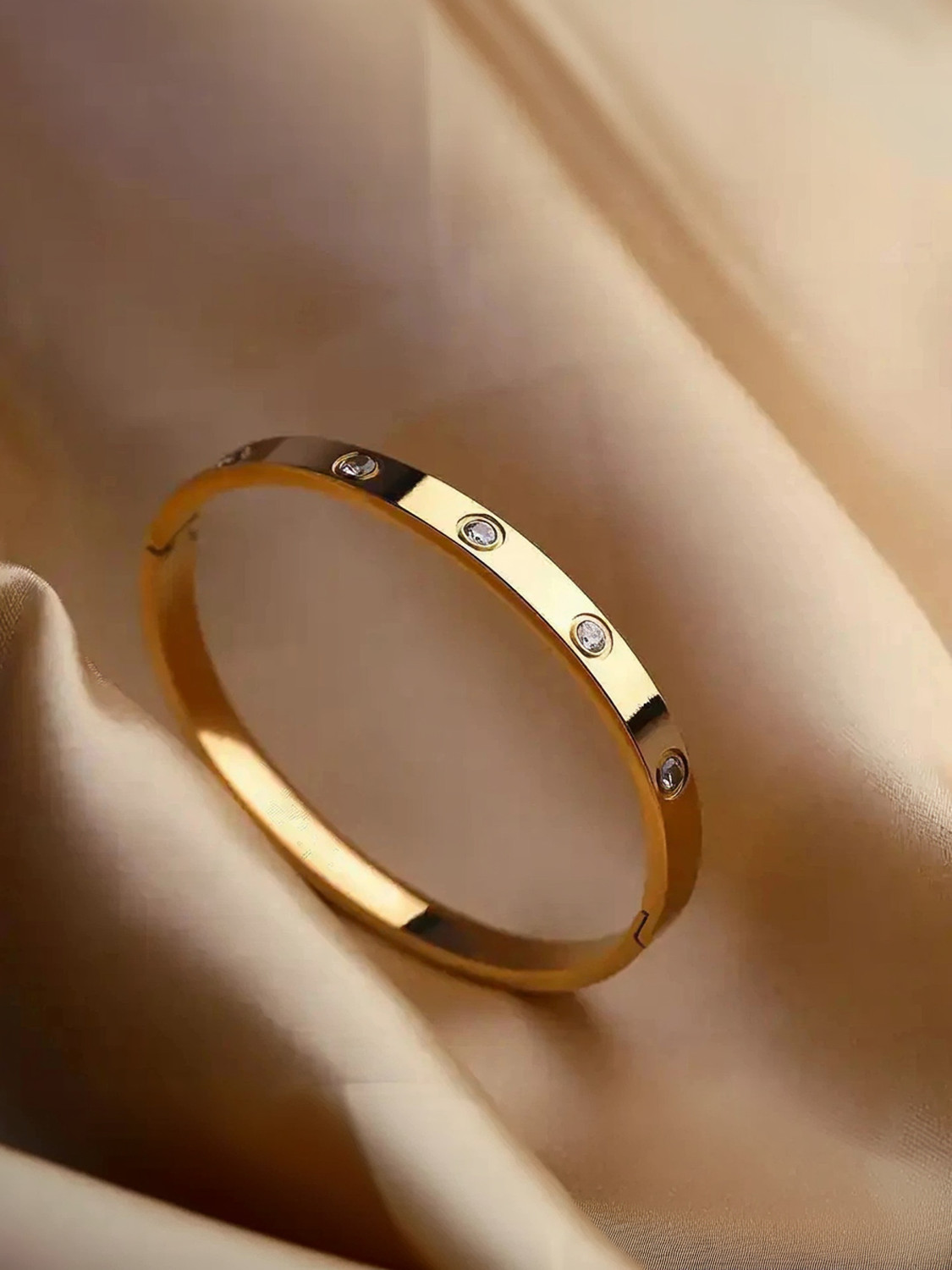 Image of Royatto Stainless Steel Cubic Zirconia Gold-plated Bracelet