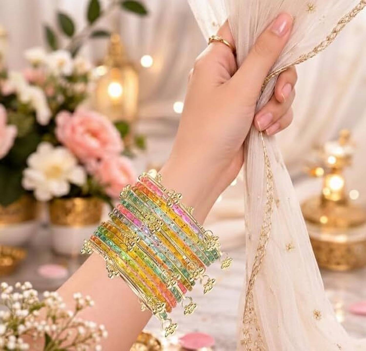 Amar Beauty and Jewls Metal Beads Bangle Set Pack of 16 - Image 1