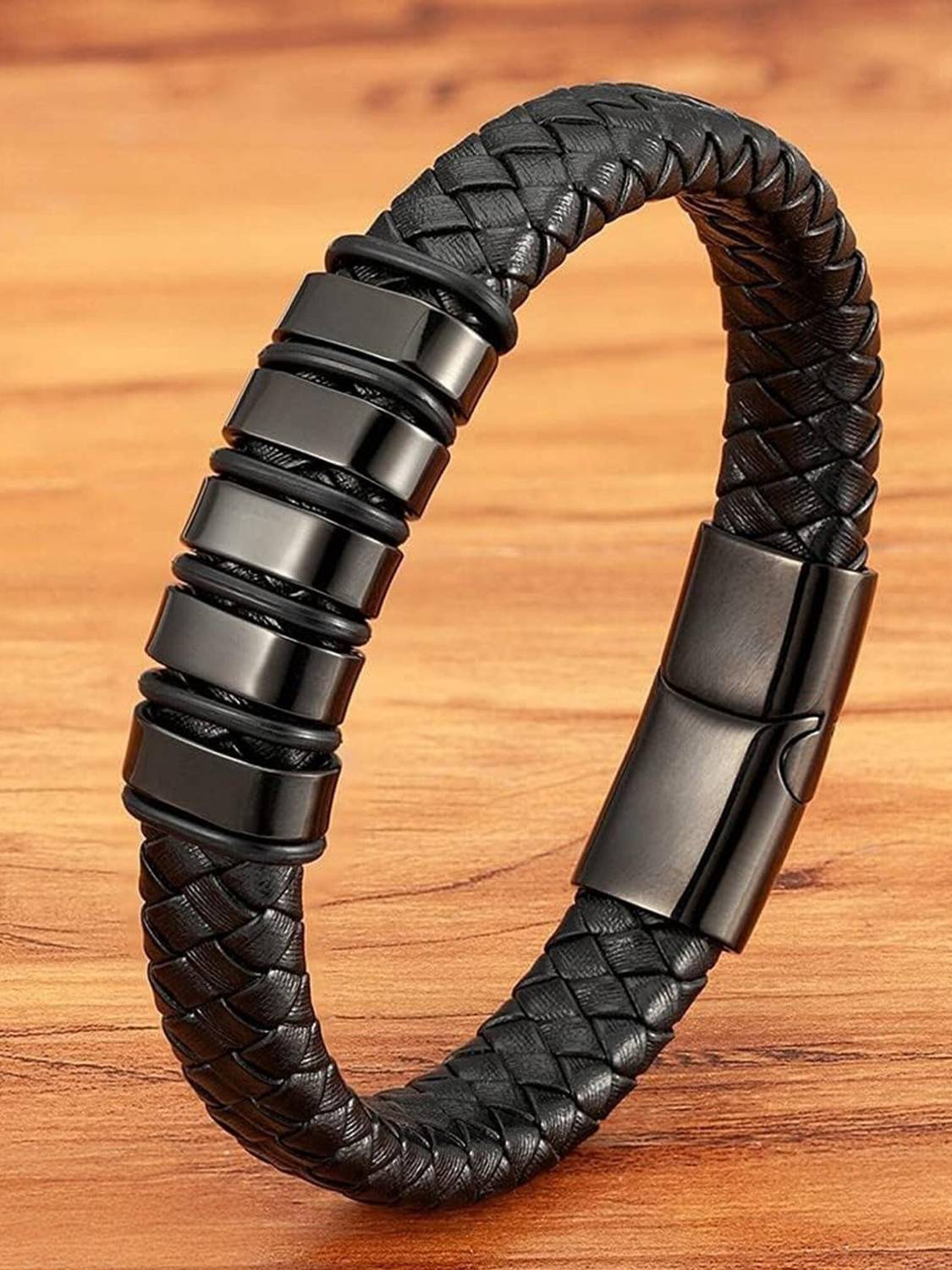 Rgulus Leather Rhodium Bracelet - Image 1