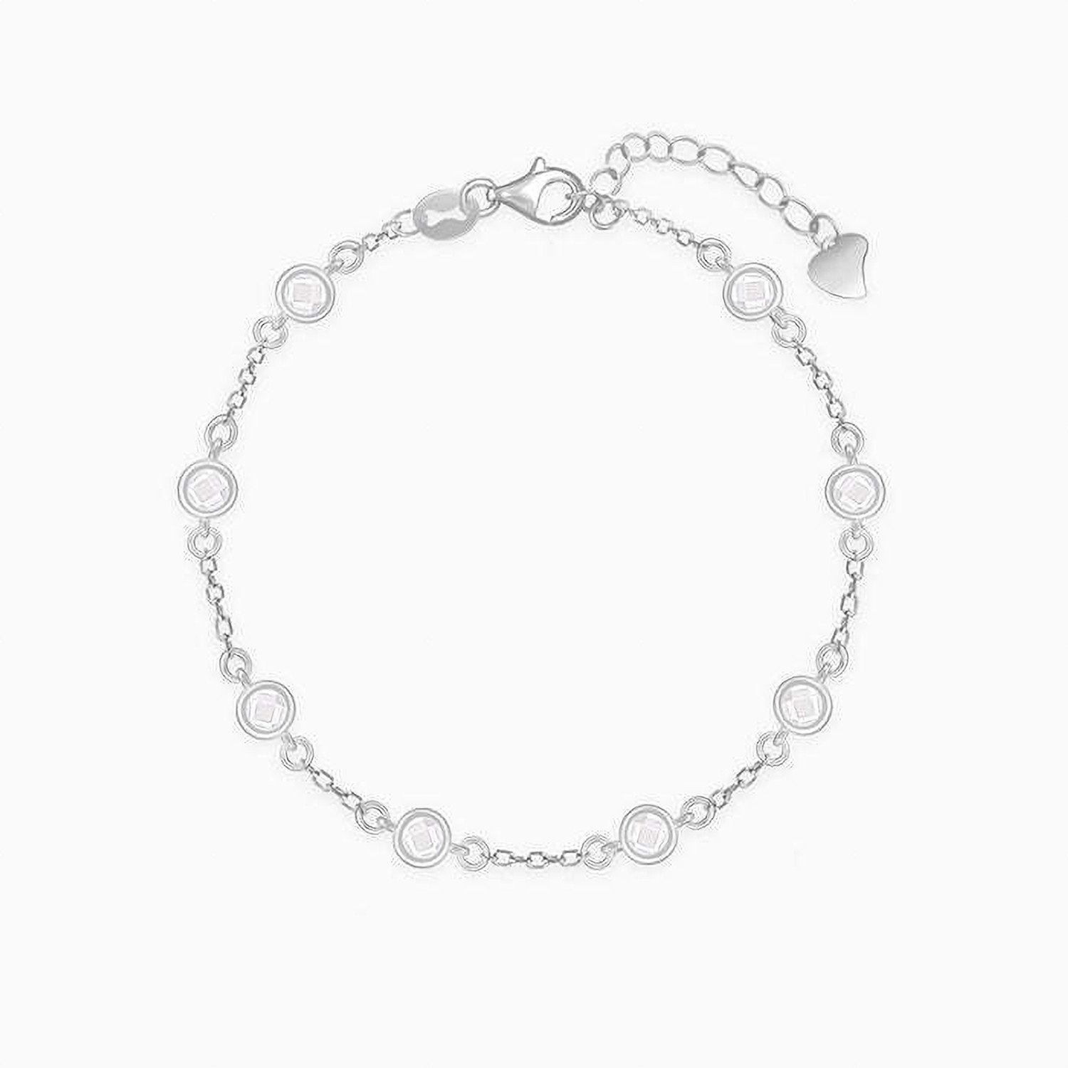 Image of GIVA Sterling Silver Zircon Rhodium Bracelet