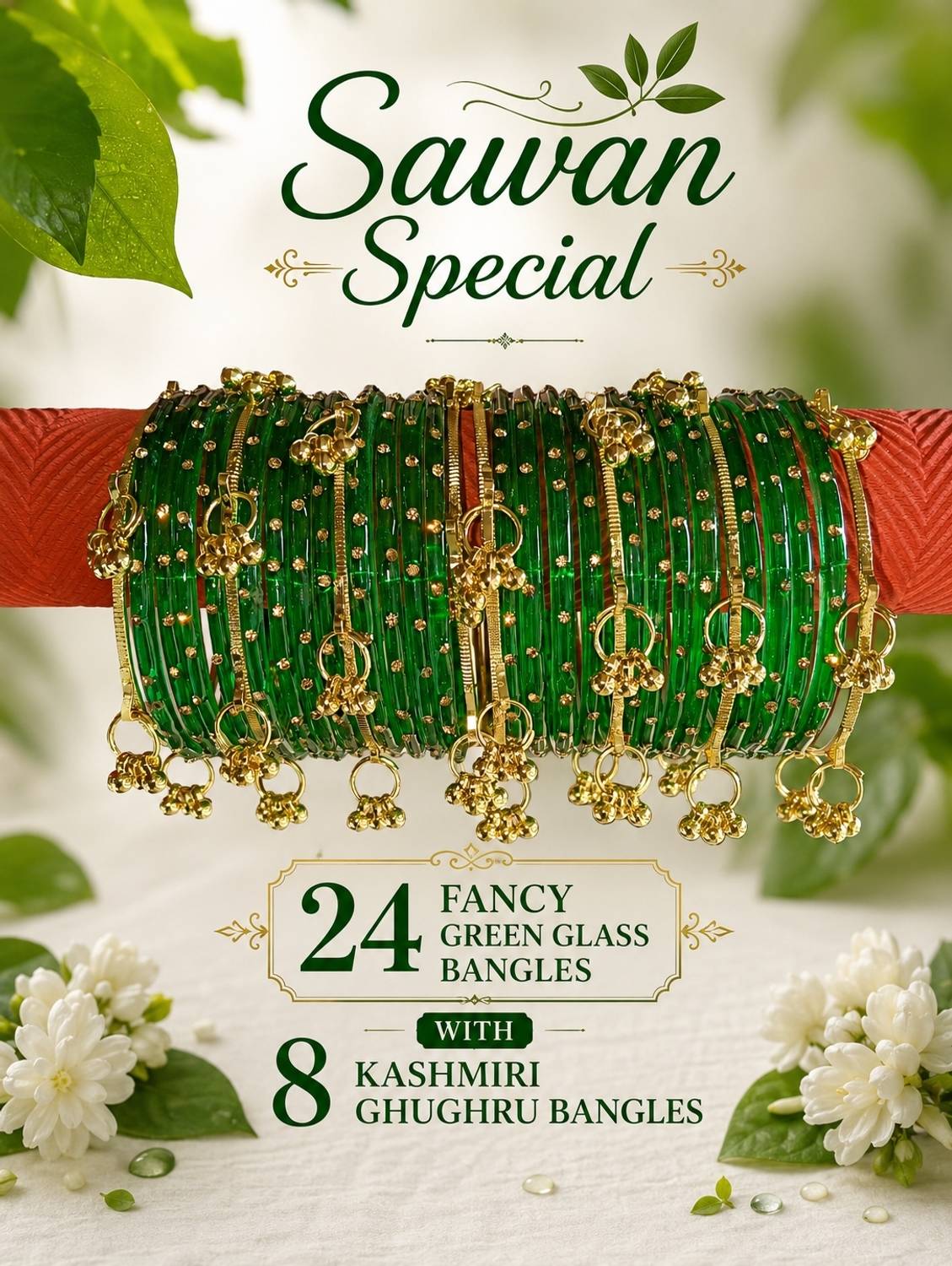 Kashmiri Ghughru Glass Bangle Set Pack of 32 - Image 1