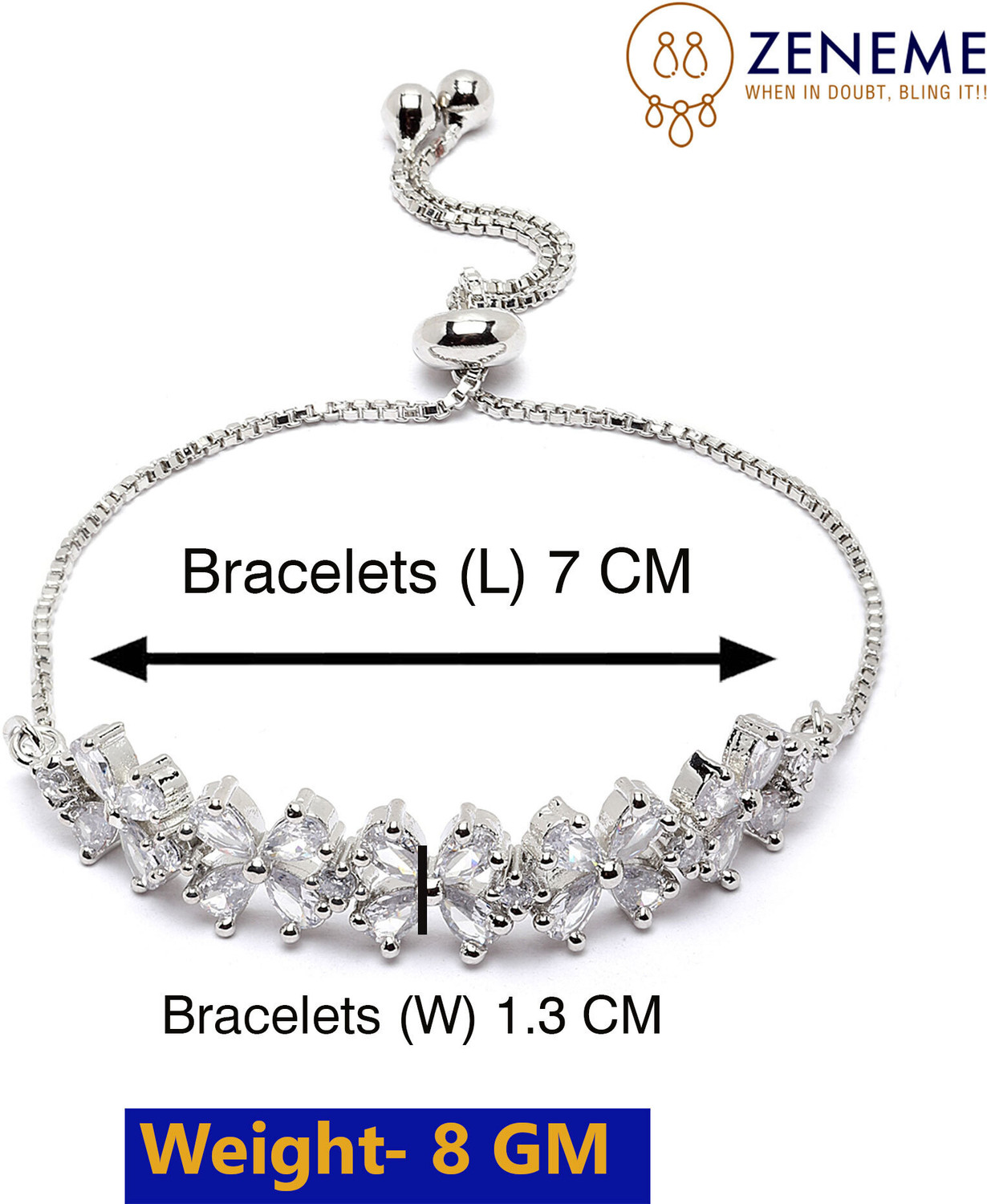 Image of ZENEME Brass Cubic Zirconia Rhodium Bracelet