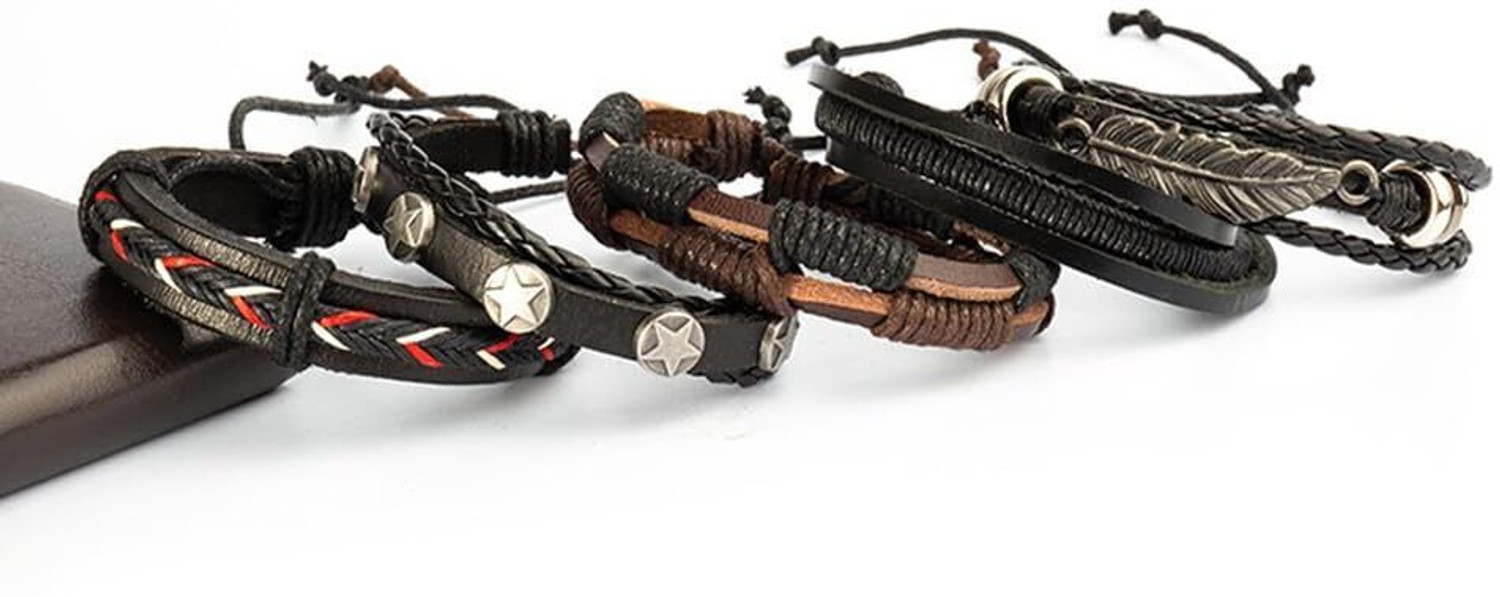Image of Rgulus Leather Rhodium Bracelet (Pack of 5)