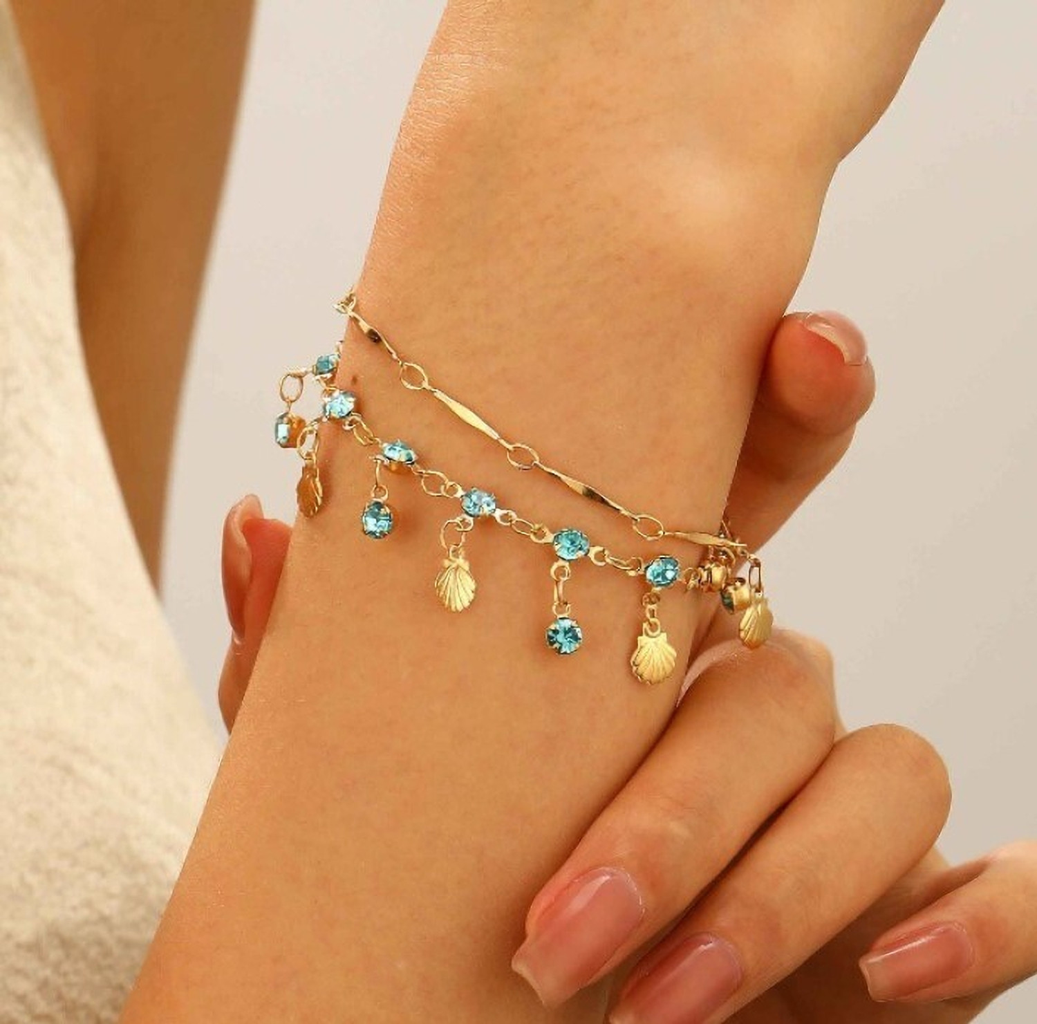 Image of AKISON JEWELS Stainless Steel Cubic Zirconia, Diamond, Crystal, Zircon Gold-plated Bracelet