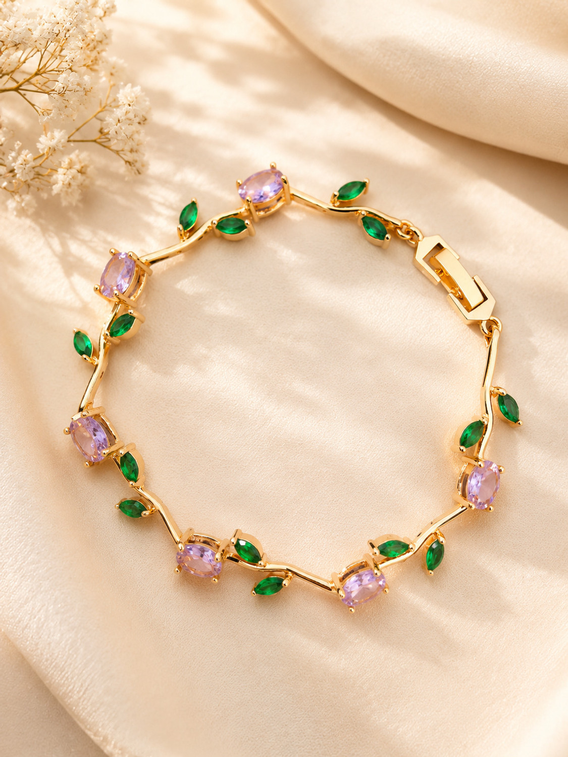 Image of Ziviana Store Stainless Steel Emerald Gold-plated Bracelet