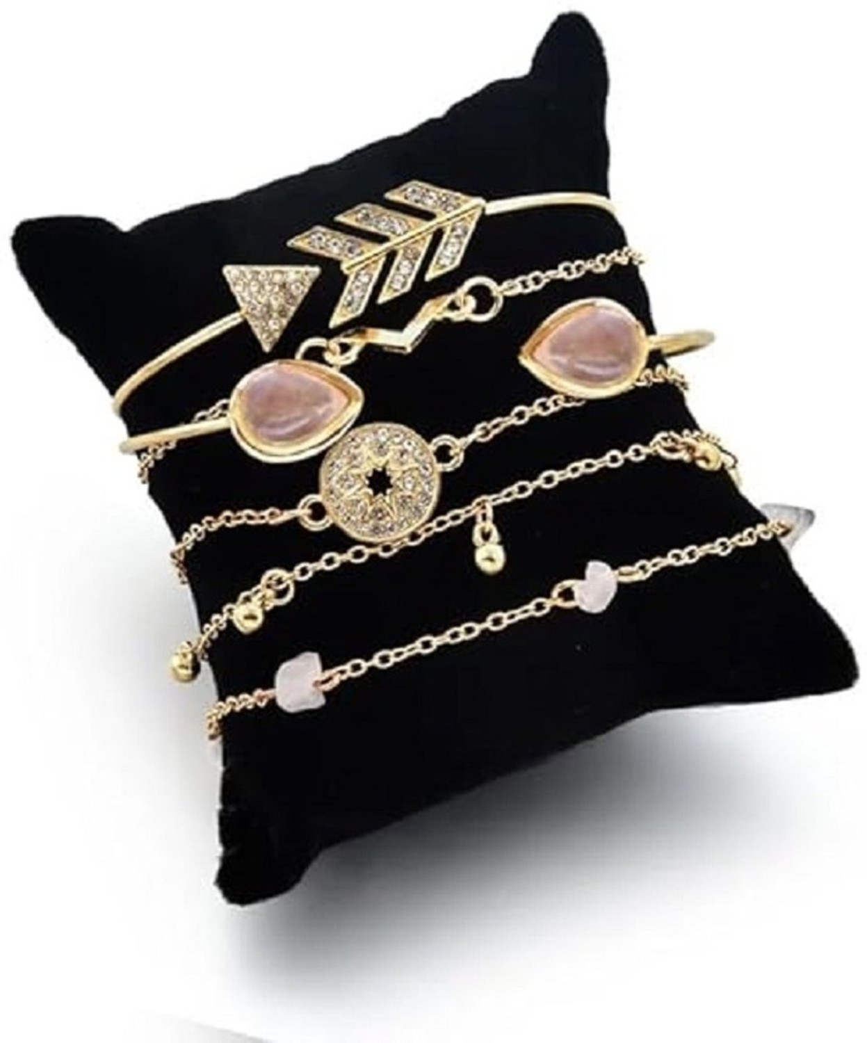 Image of TheVineGirl Alloy Cubic Zirconia Gold-plated Bracelet Set