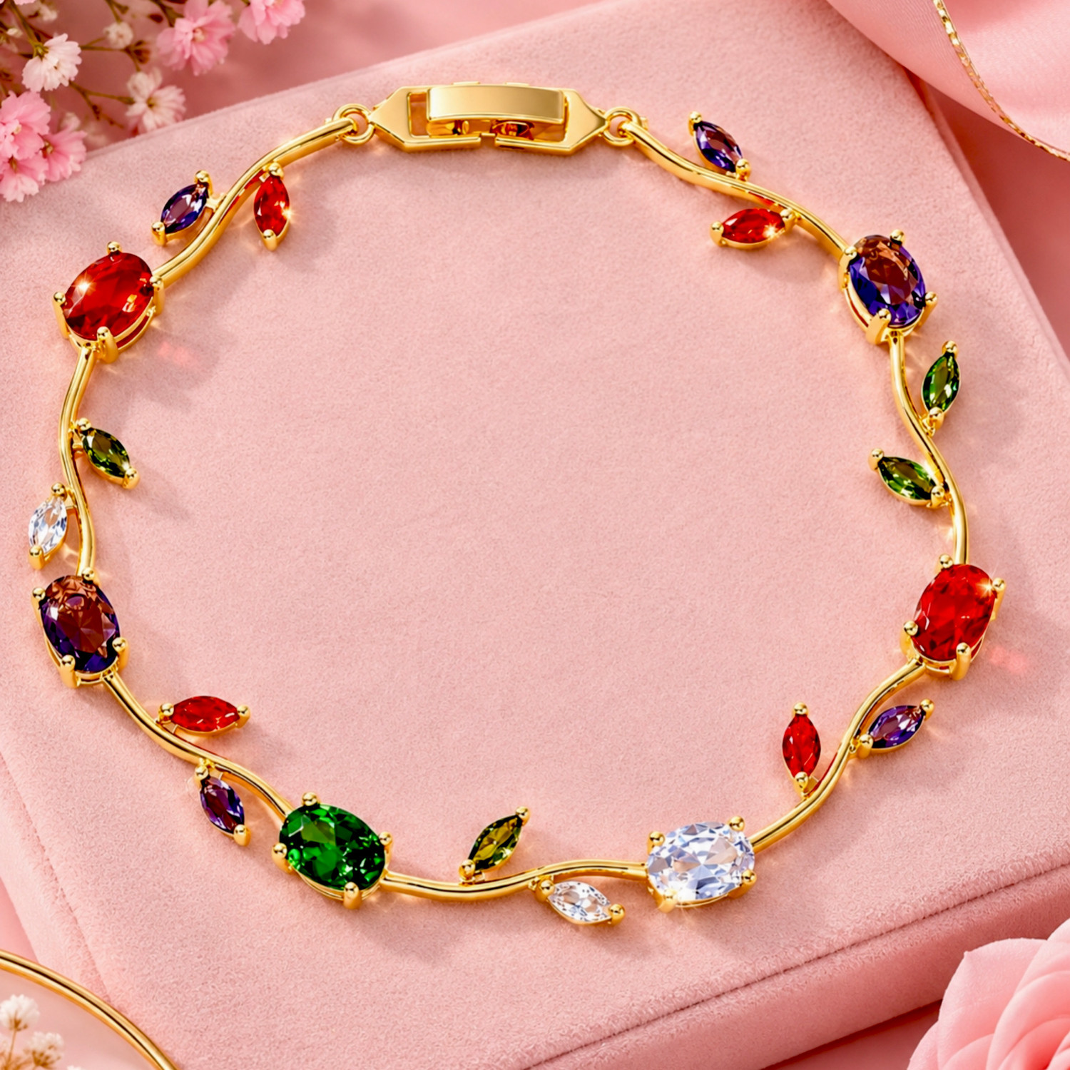 zevarna Crystal, Stainless Steel Crystal, Zircon Gold-plated Bracelet