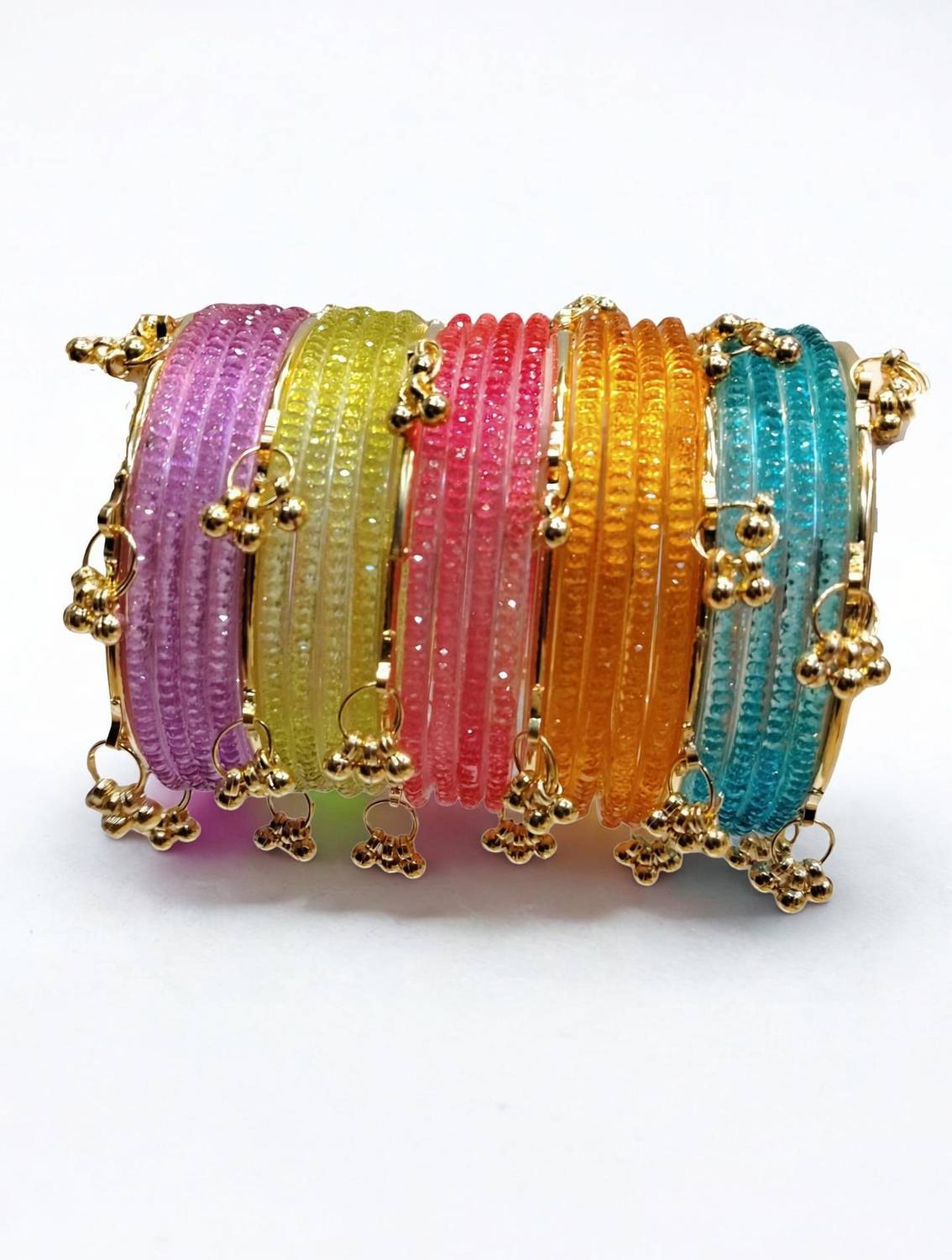 Alankrta Glass, Alloy Beads Gold-plated Bangle Set