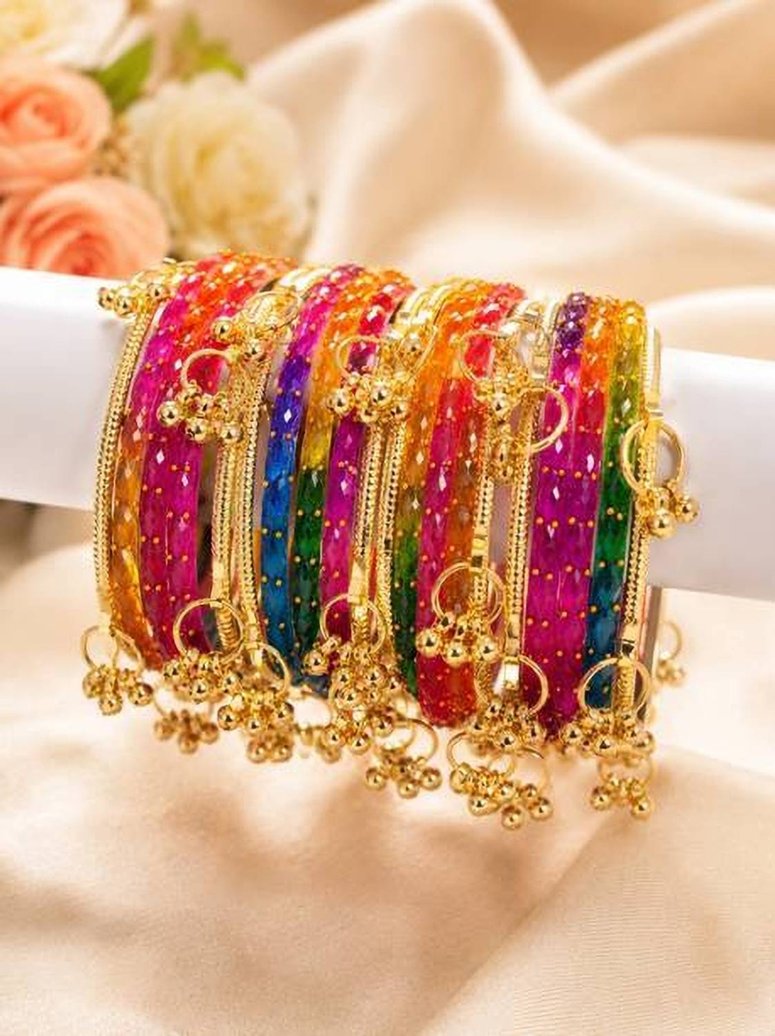 Kashmiri Ghughru Glass Bangle Set Pack of 20 - Image 1