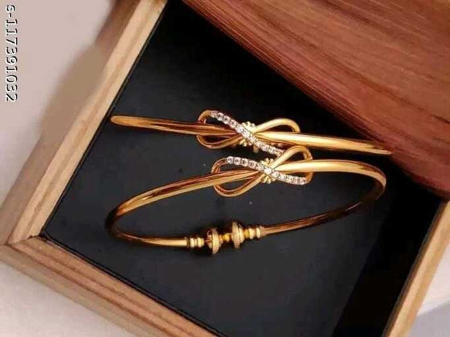 Image of Arti creations Brass Cubic Zirconia Gold-plated Bangle Set