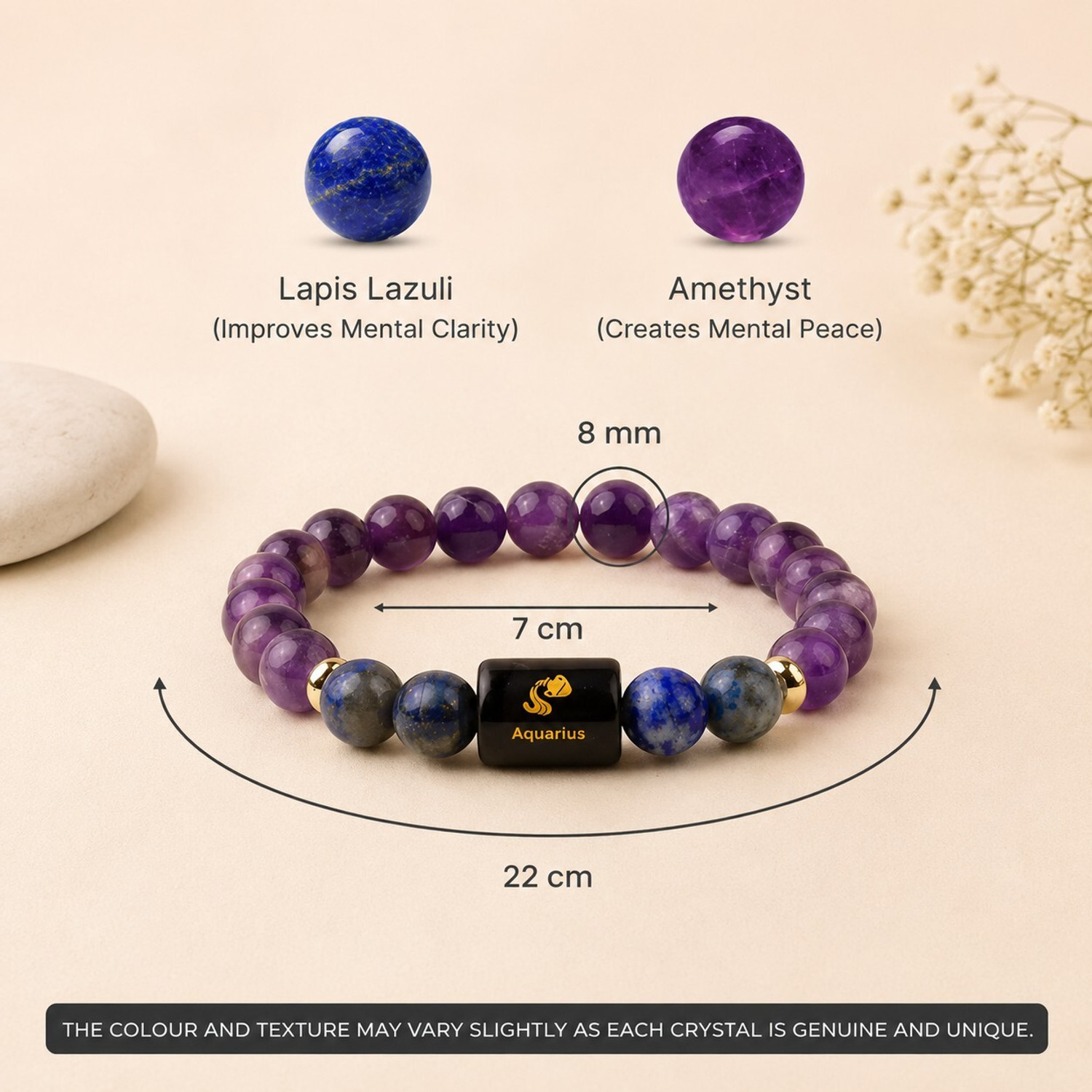 Image of Tanishee- The Real Jewels Lapiz Lazuli, Amethyst Crystal Bracelet