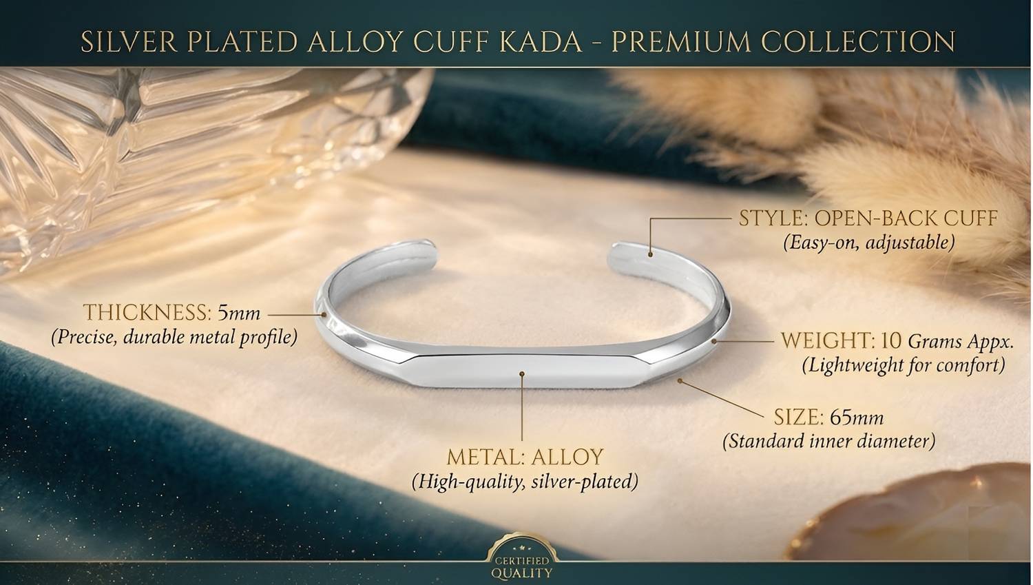 Ruhi Stainless Steel Titanium Cuff - Image 4