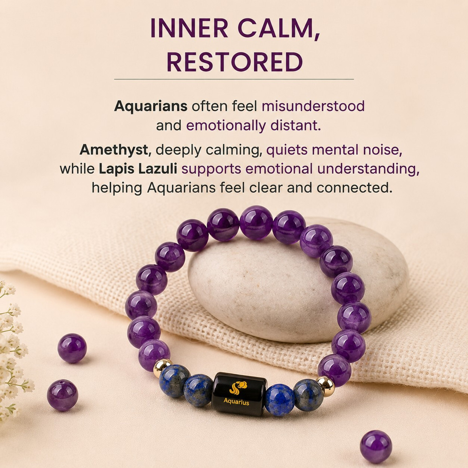 Image of Tanishee- The Real Jewels Lapiz Lazuli, Amethyst Crystal Bracelet