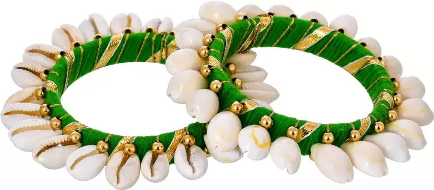 ACCESSORIZEME Shell Brass Bangle Set