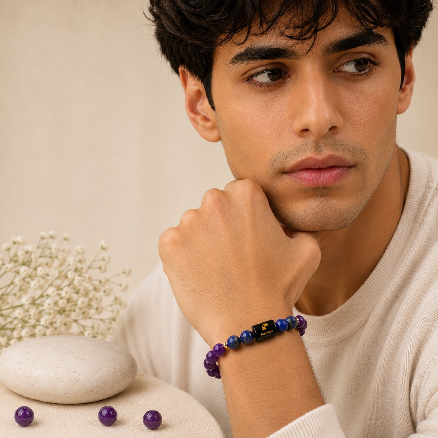 Image of Tanishee- The Real Jewels Lapiz Lazuli, Amethyst Crystal Bracelet