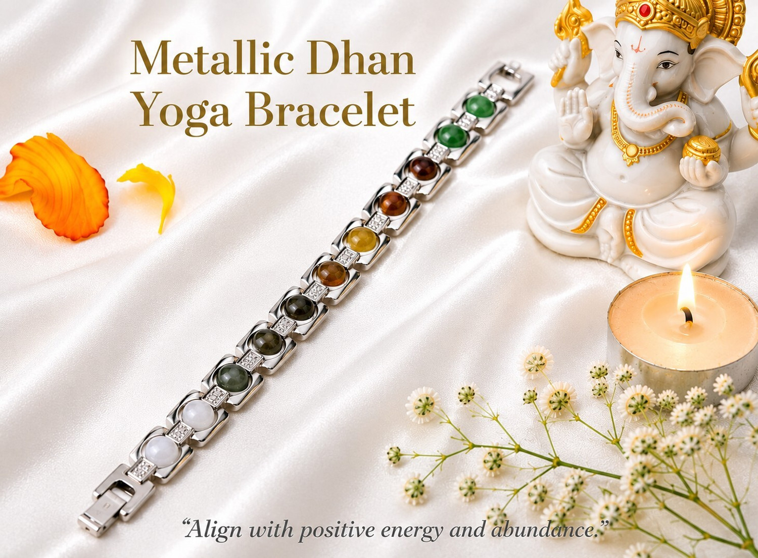 Image of Tanishee- The Real Jewels Stone, Stainless Steel Crystal, Quartz Silver Bracelet