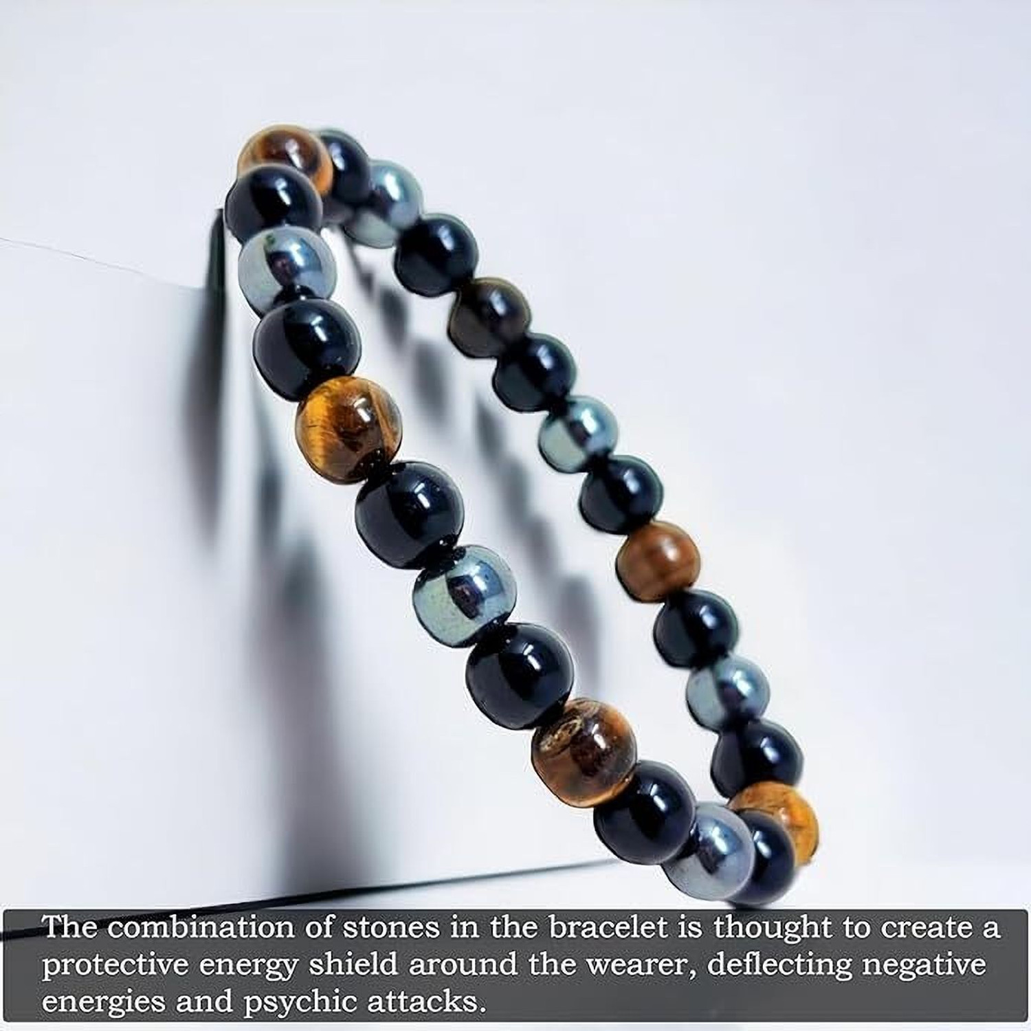 Image of VIBESLE Stone, Tiger's Eye, Black Obsidian Crystal Bracelet