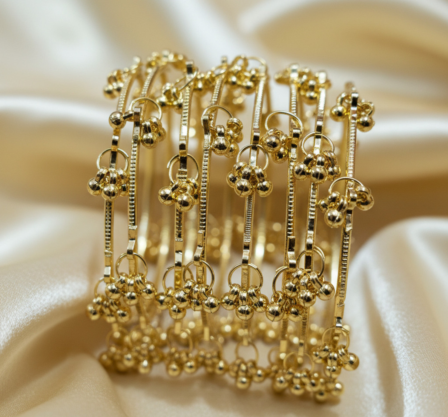 Image of Shyneup Alloy Beads Gold-plated Bangle Set