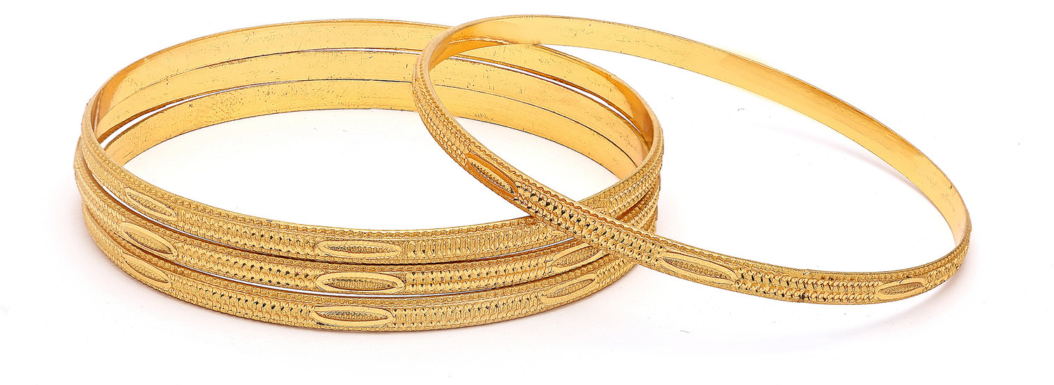 Image of ZENEME Alloy Gold-plated Bangle Set (Pack of 4)