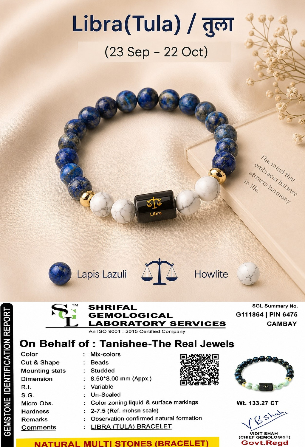 Image of Tanishee- The Real Jewels Lapiz Lazuli, Howlite Beads, Lapis Lazuli Bracelet