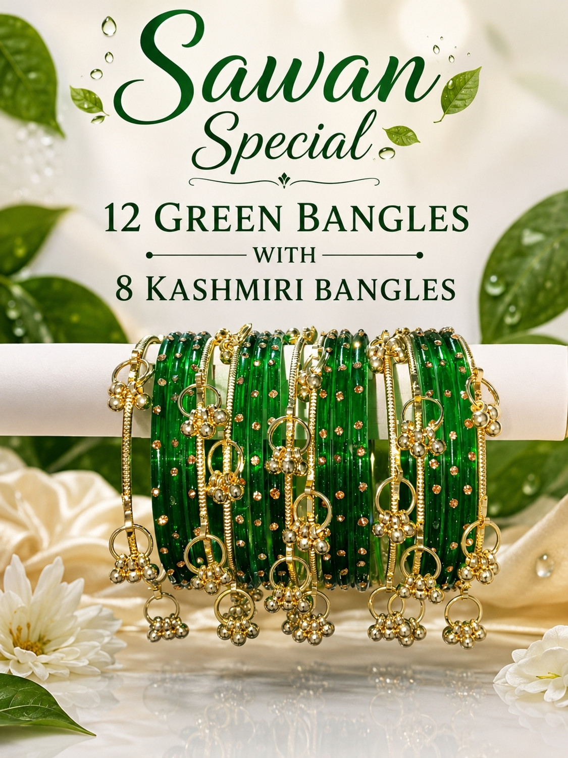 Image of Kashmiri ghughru Glass Bangle Set