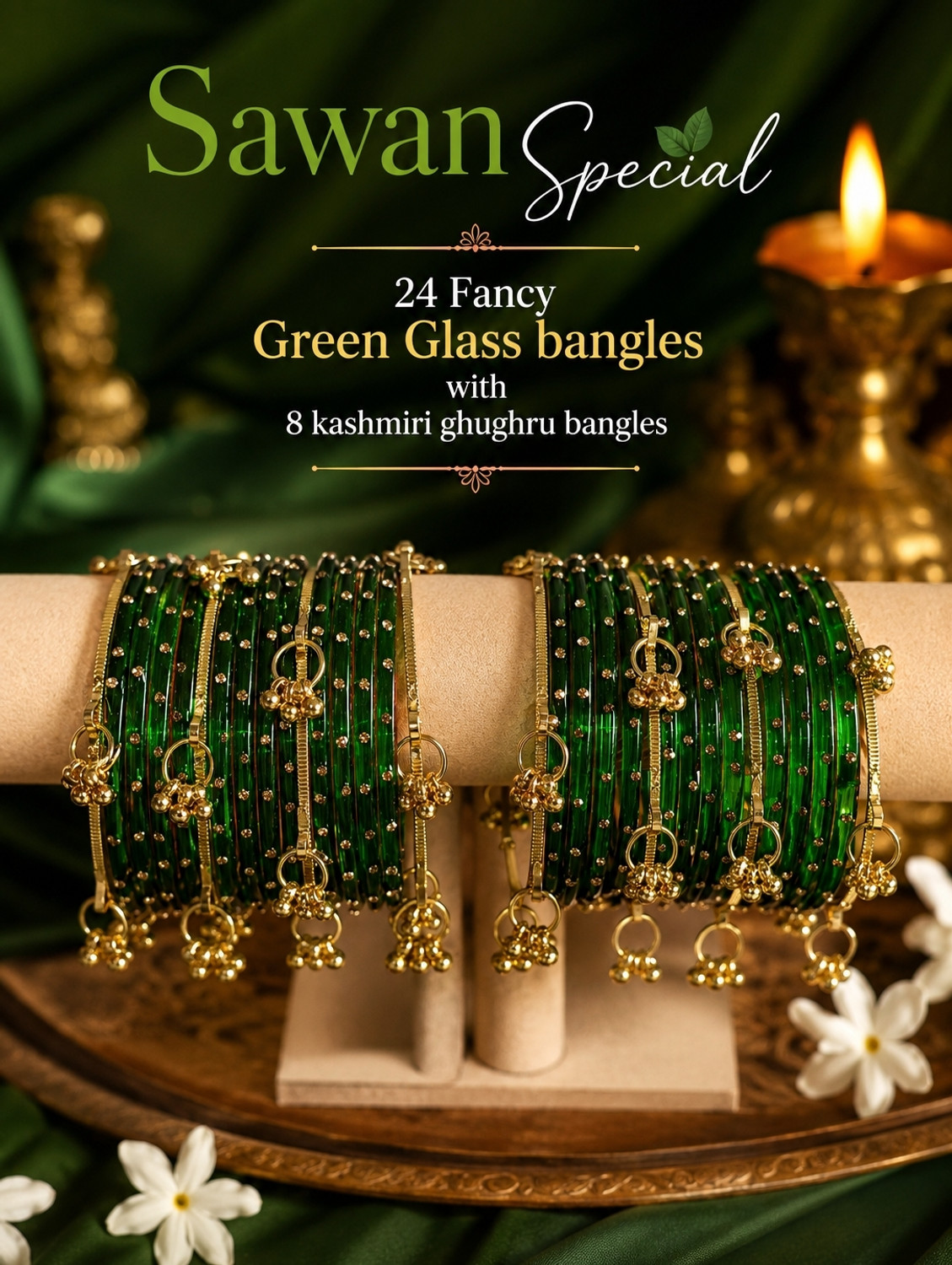 Image of Kashmiri ghughru Glass Bangle Set