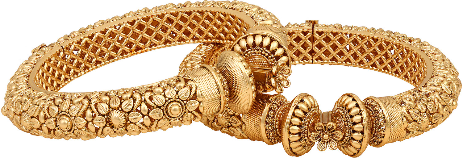Image of ACCESSHER Brass Emerald Gold-plated Bangle