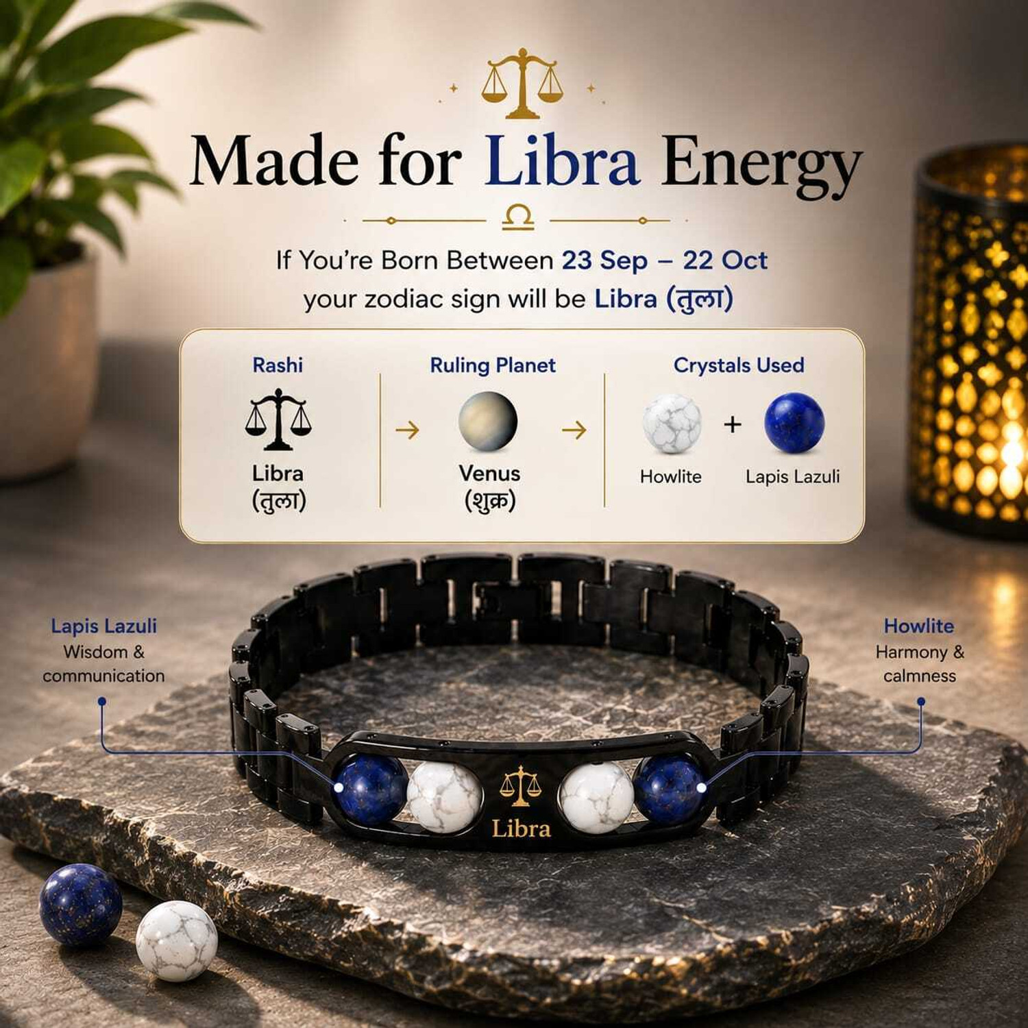 Image of spyronix Lapiz Lazuli, Howlite Crystal Bracelet