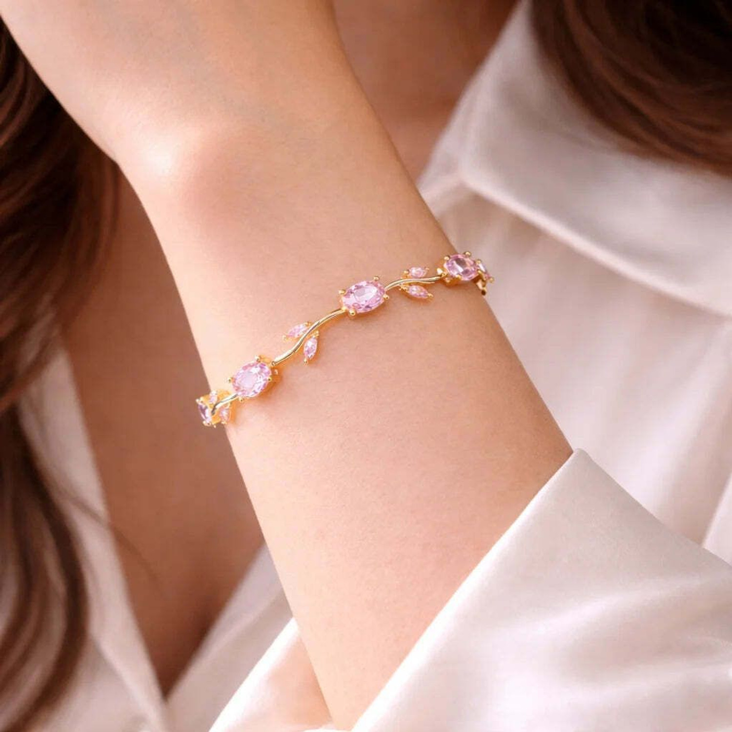 Image of Inites Crystal, Stainless Steel Diamond, Crystal, Zircon Gold-plated Bracelet